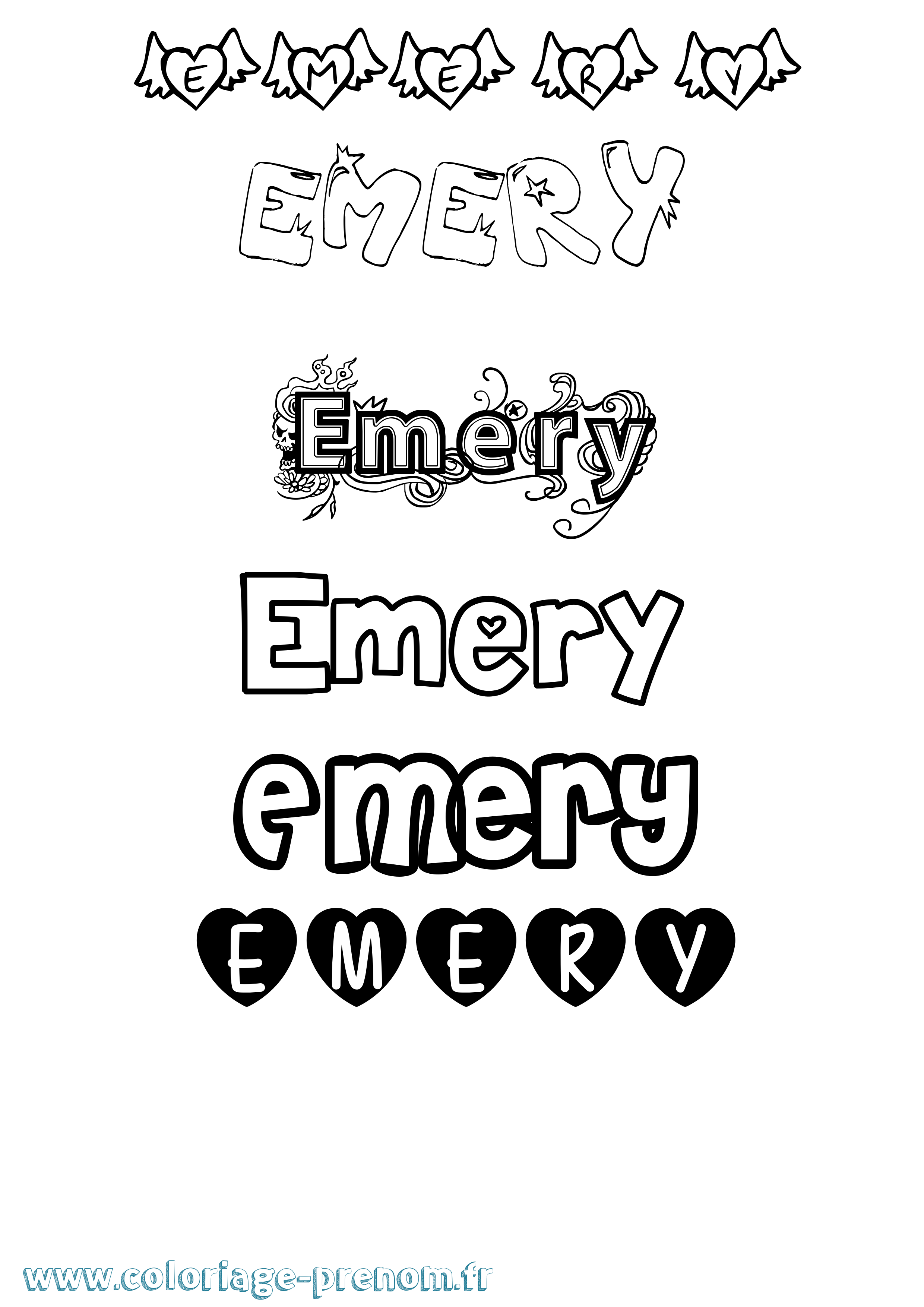 Coloriage Emery Girly Coloriage prénom Emery Girly