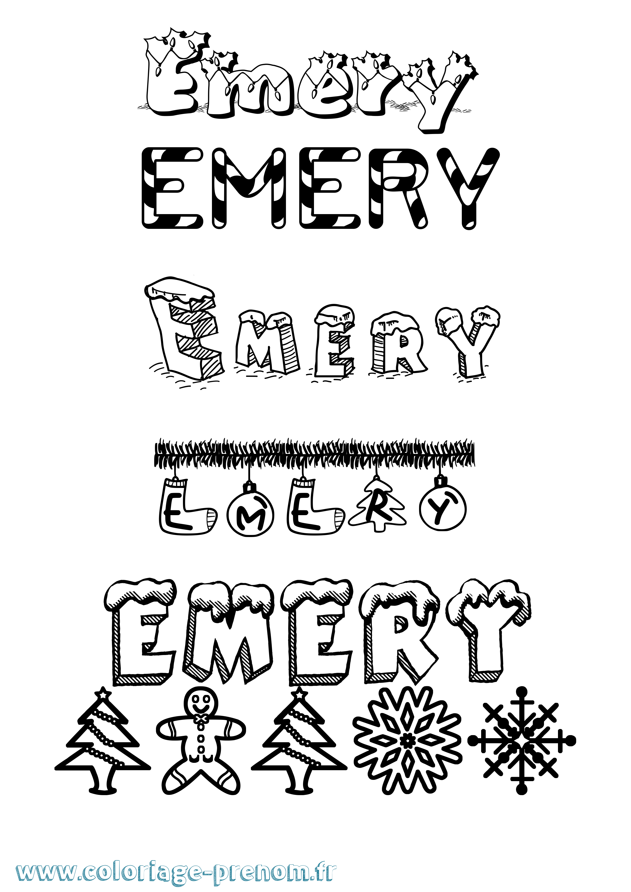 Coloriage Emery Noël Coloriage prénom Emery Noël