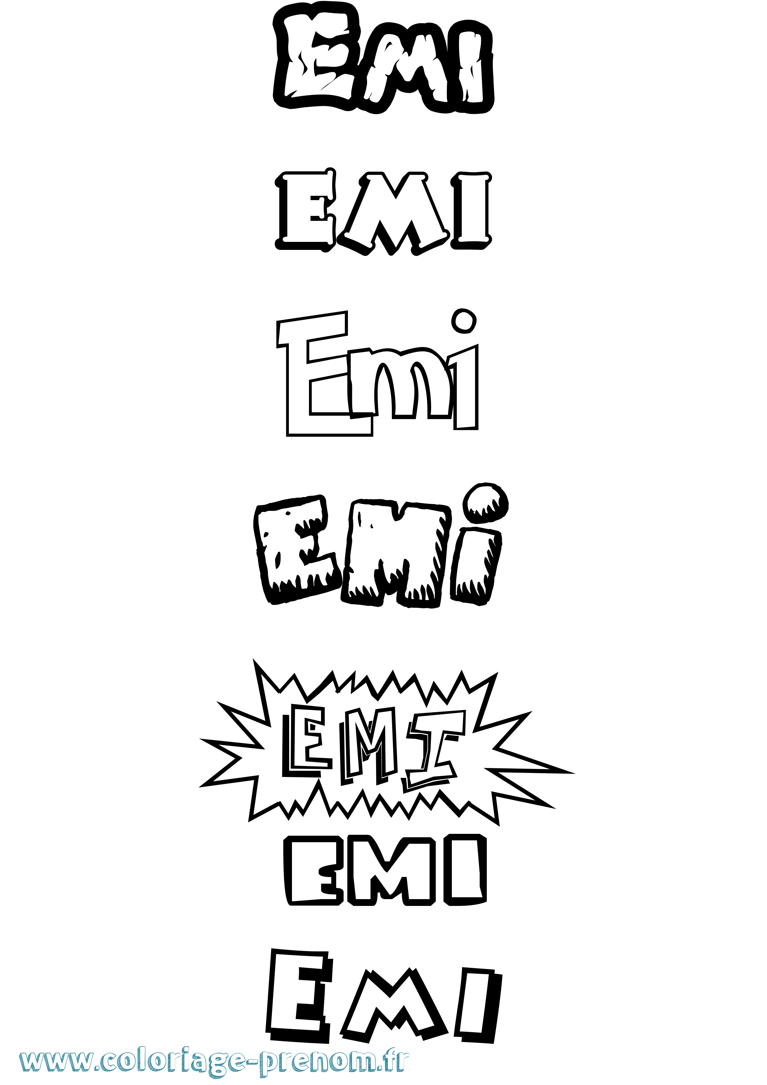 Coloriage Emi Dessin Animé Coloriage prénom Emi Dessin Animé