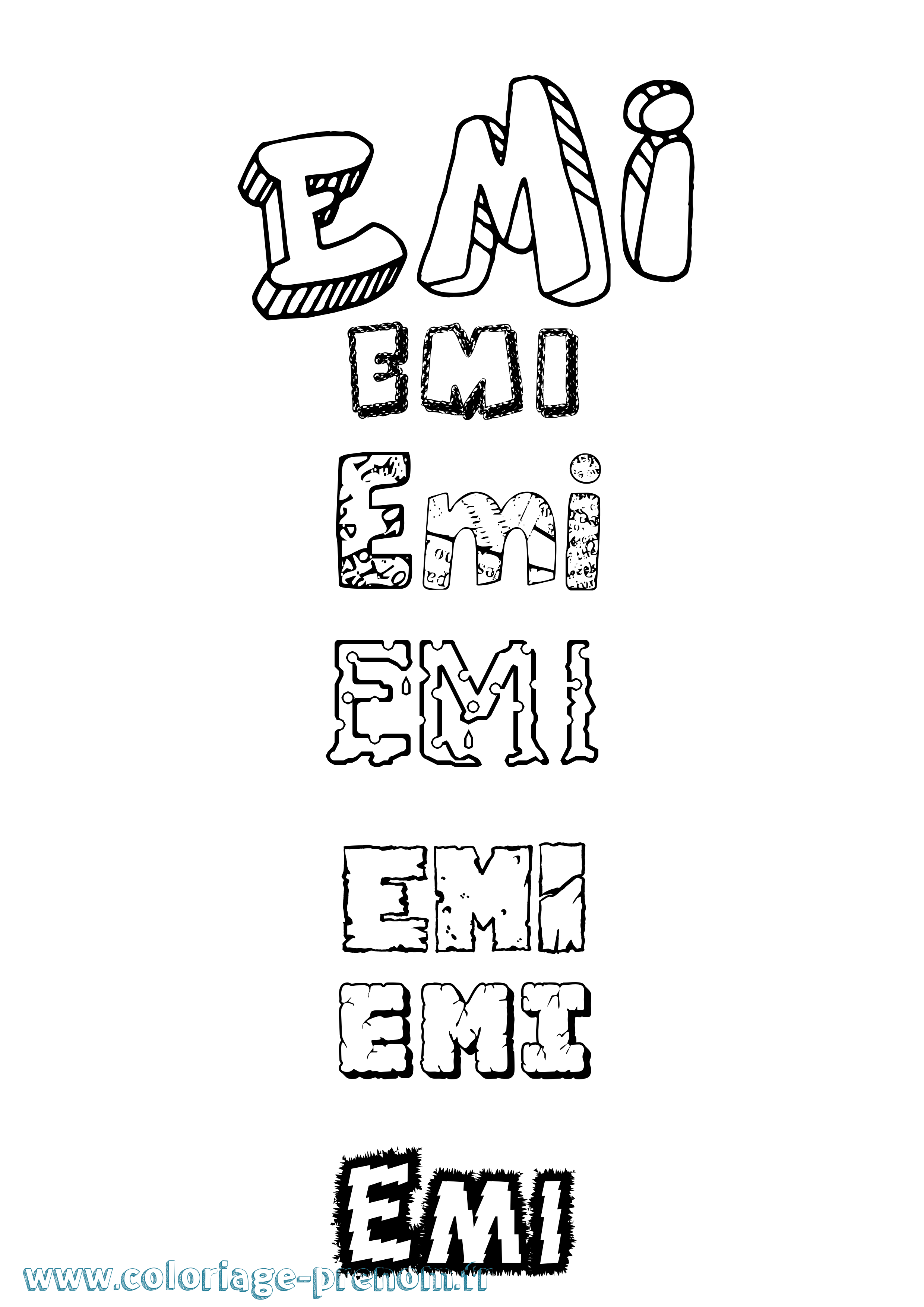 Coloriage Emi Destructuré Coloriage prénom Emi Destructuré