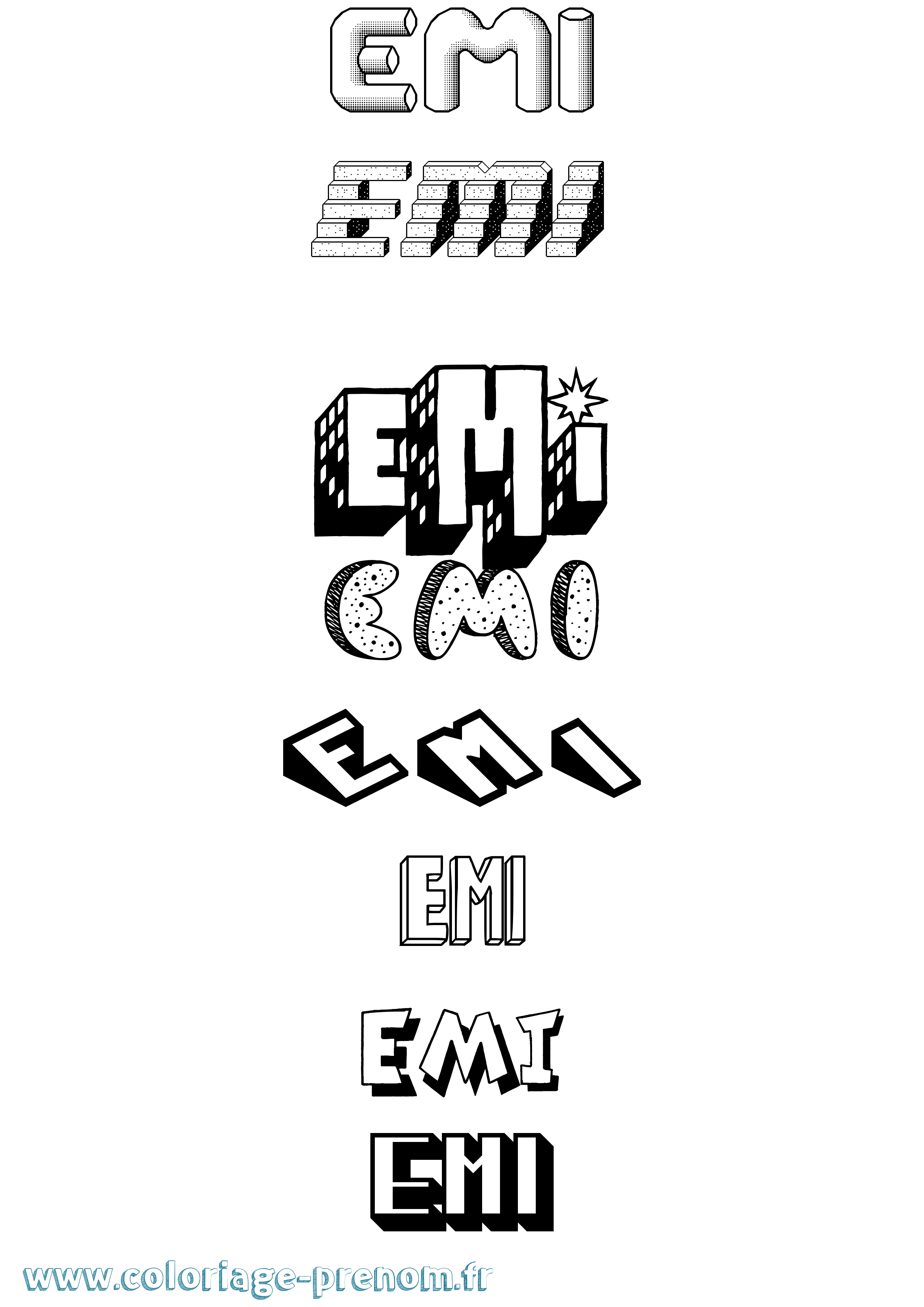 Coloriage Emi Effet 3D Coloriage prénom Emi Effet 3D