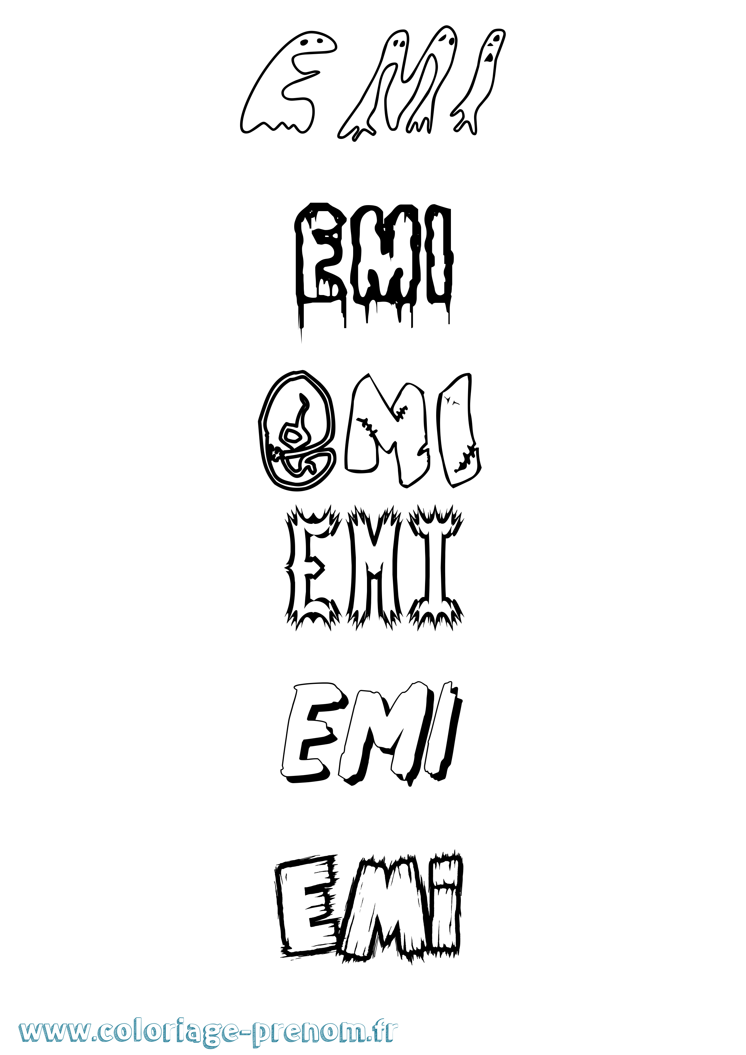 Coloriage Emi Frisson Coloriage prénom Emi Frisson