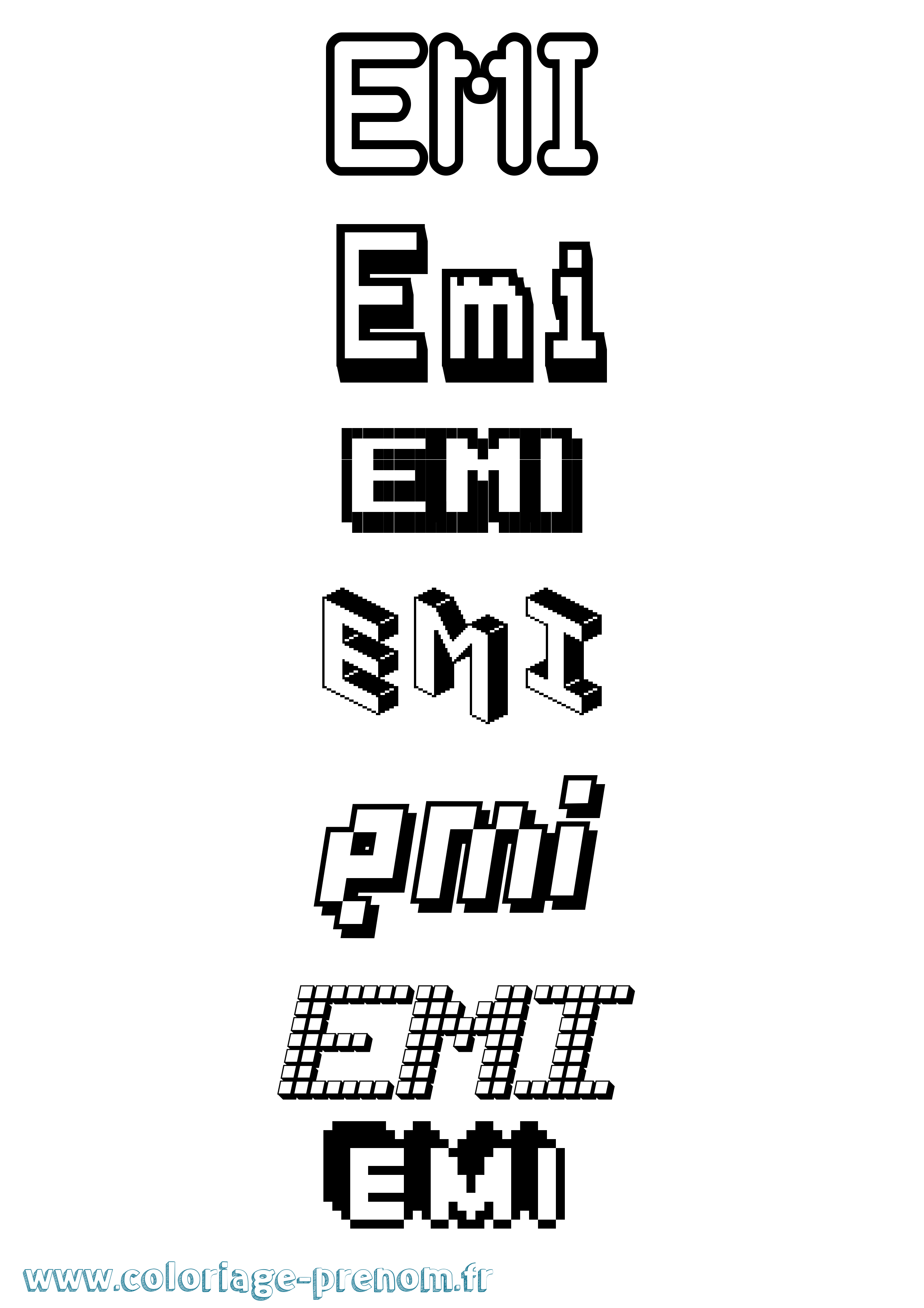 Coloriage Emi Pixel Coloriage prénom Emi Pixel
