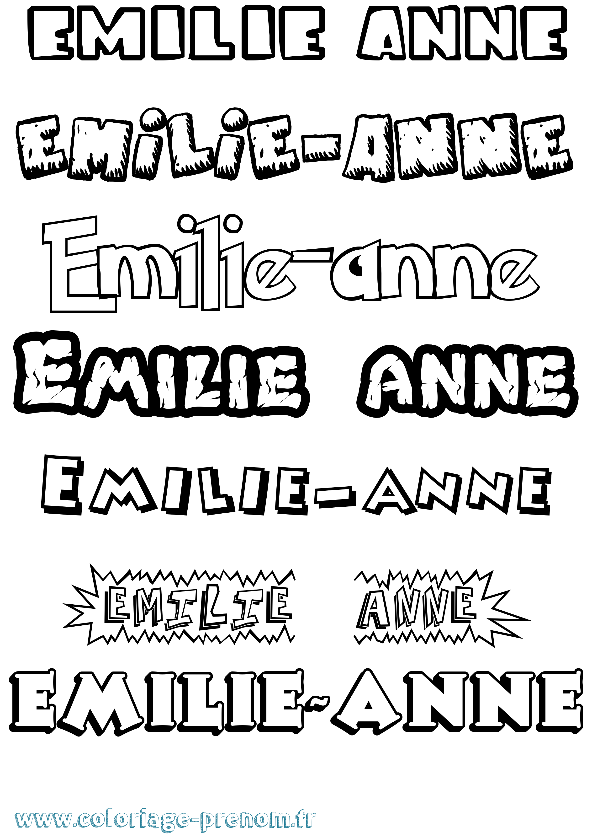 Coloriage Emilie-Anne Dessin Animé Coloriage prénom Emilie-Anne Dessin Animé