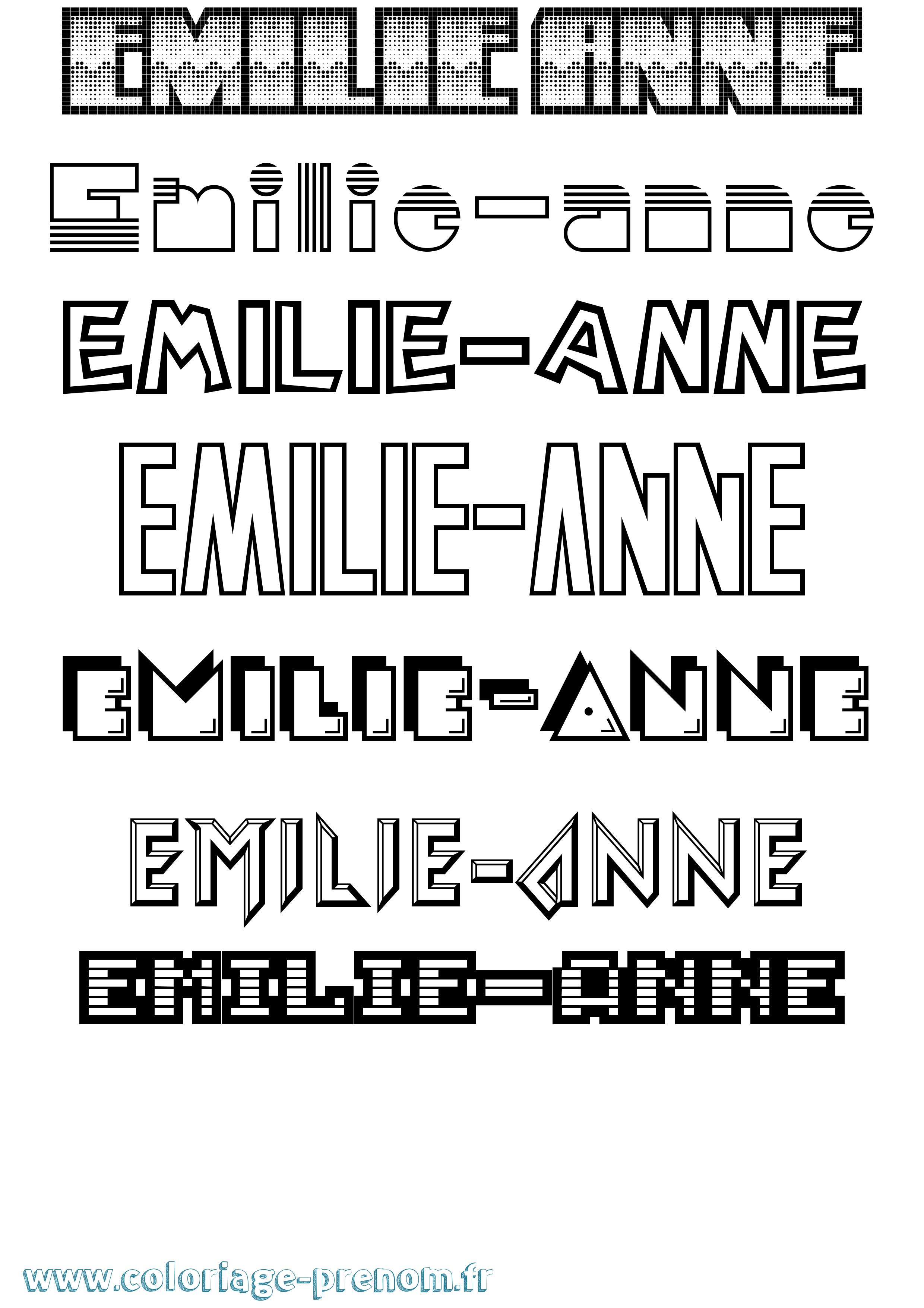 Coloriage Emilie-Anne Jeux Vidéos Coloriage prénom Emilie-Anne Jeux Vidéos