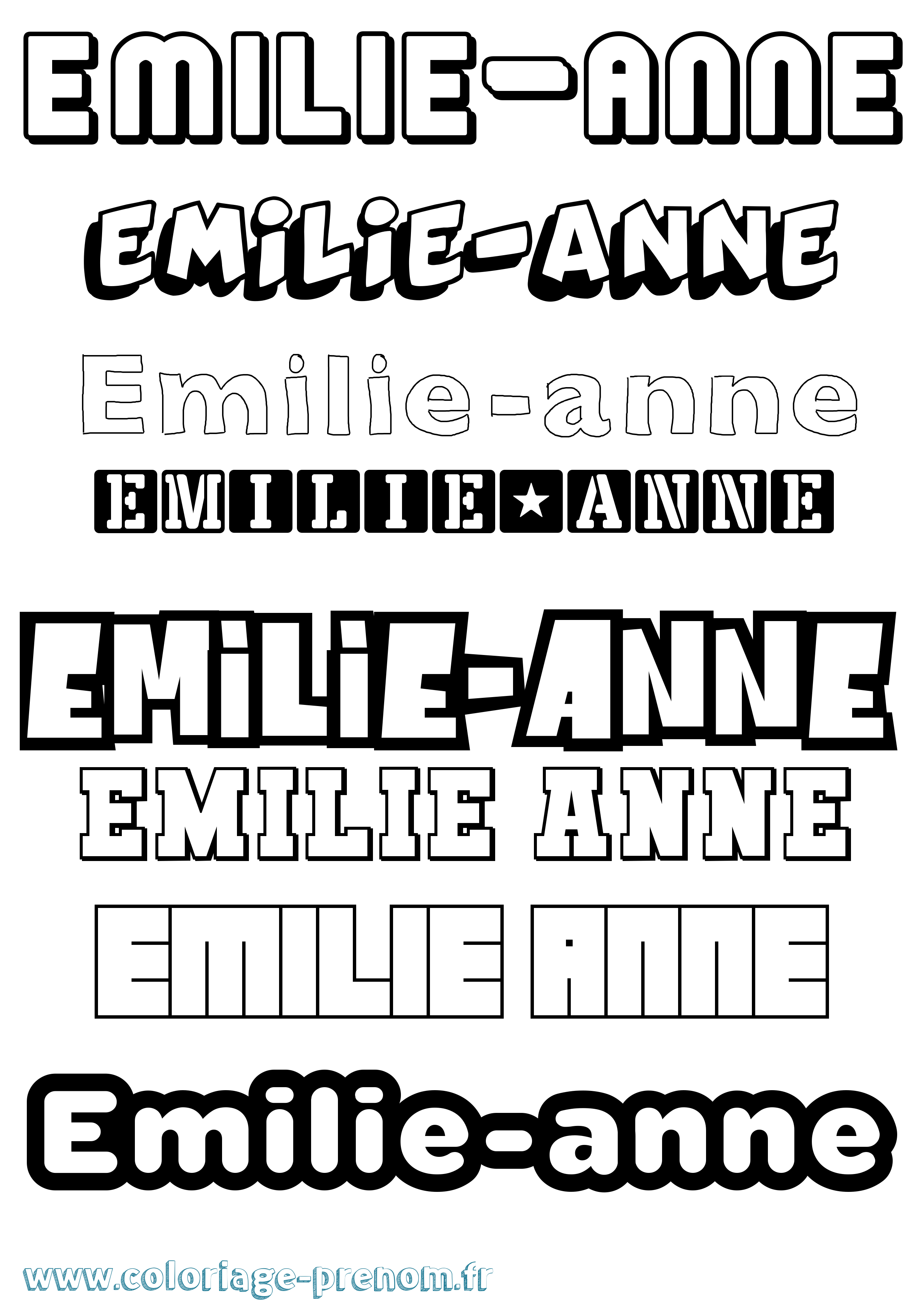Coloriage Emilie-Anne Simple Coloriage prénom Emilie-Anne Simple