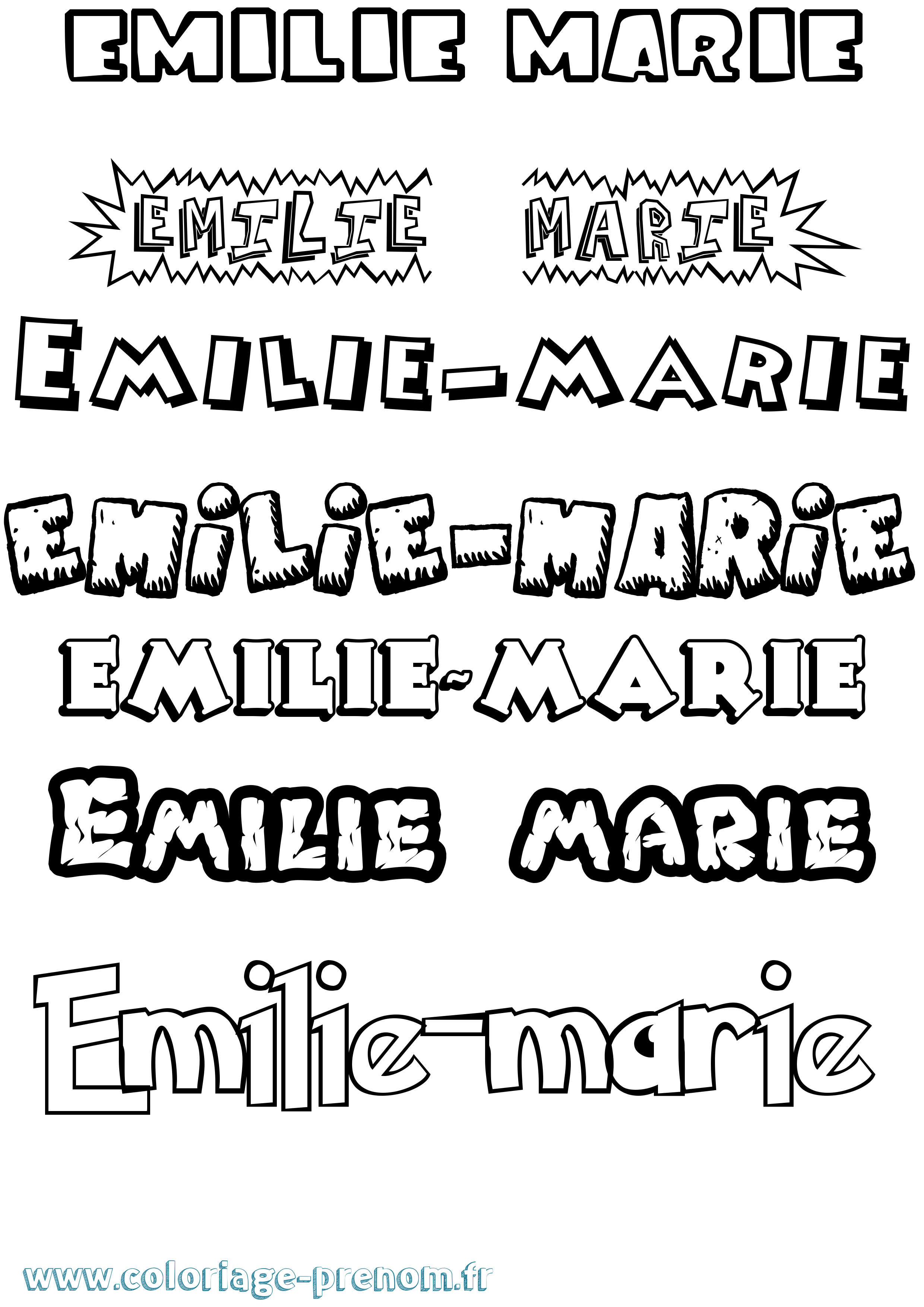 Coloriage Emilie-Marie Dessin Animé Coloriage prénom Emilie-Marie Dessin Animé