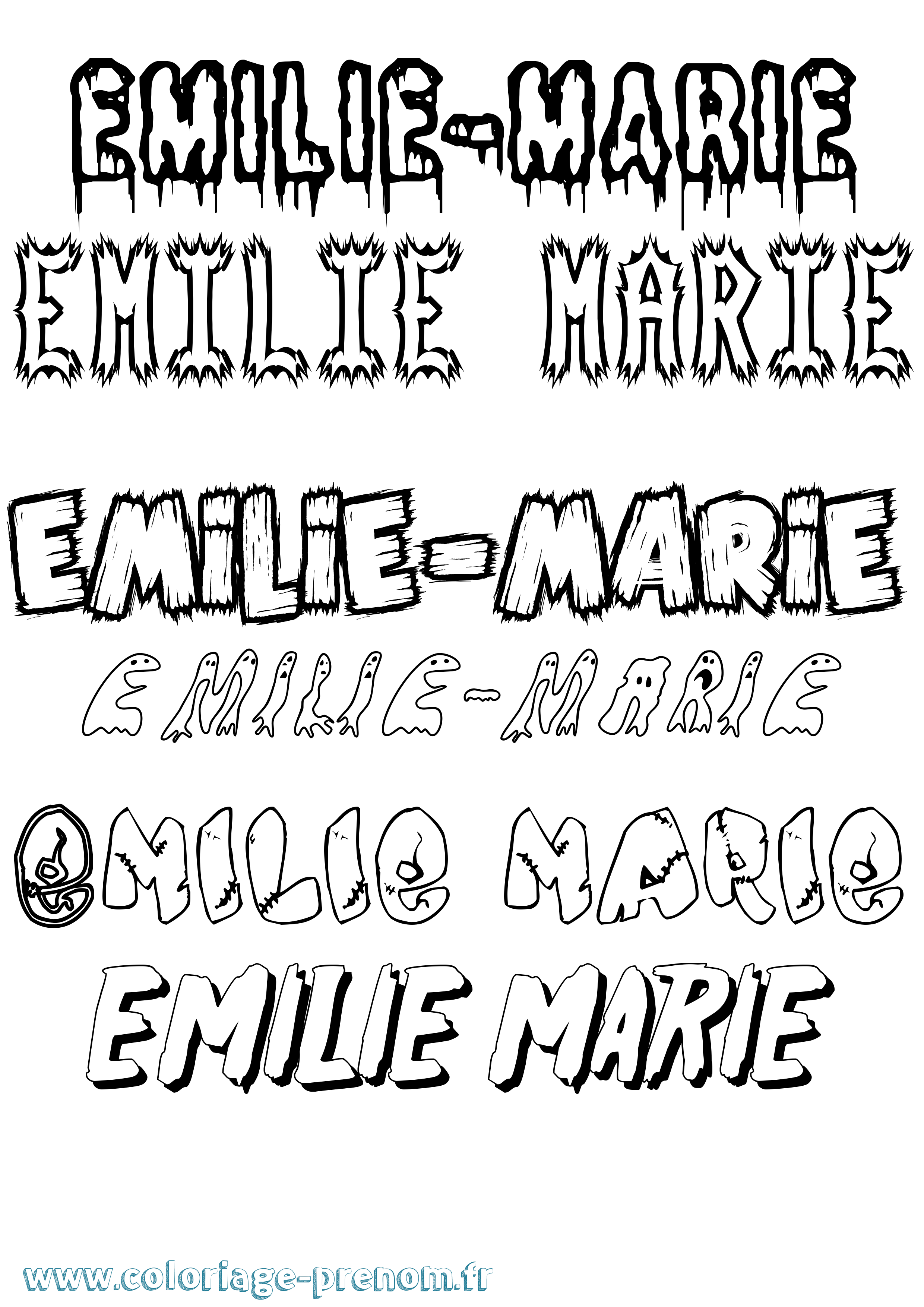Coloriage Emilie-Marie Frisson Coloriage prénom Emilie-Marie Frisson