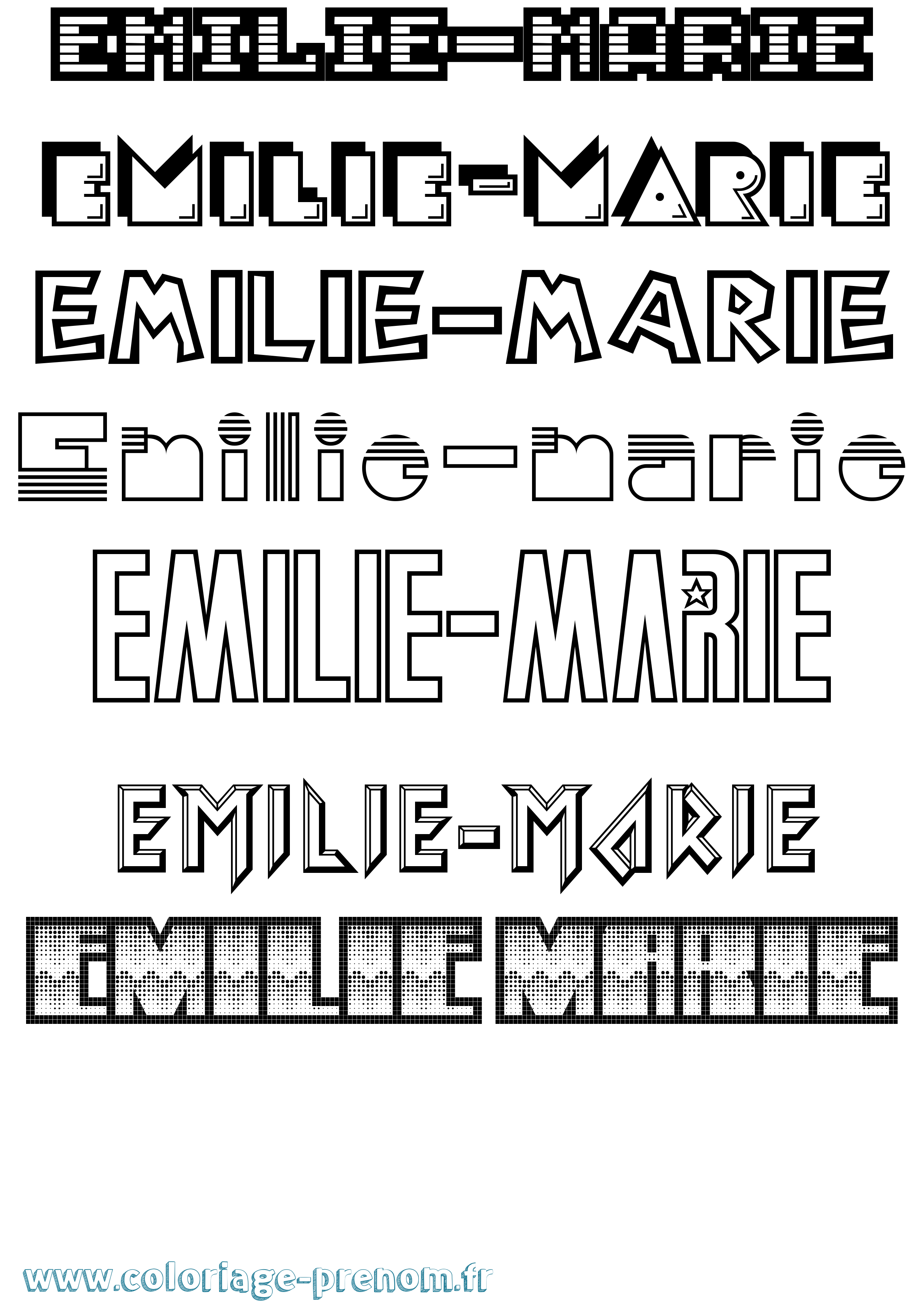 Coloriage Emilie-Marie Jeux Vidéos Coloriage prénom Emilie-Marie Jeux Vidéos