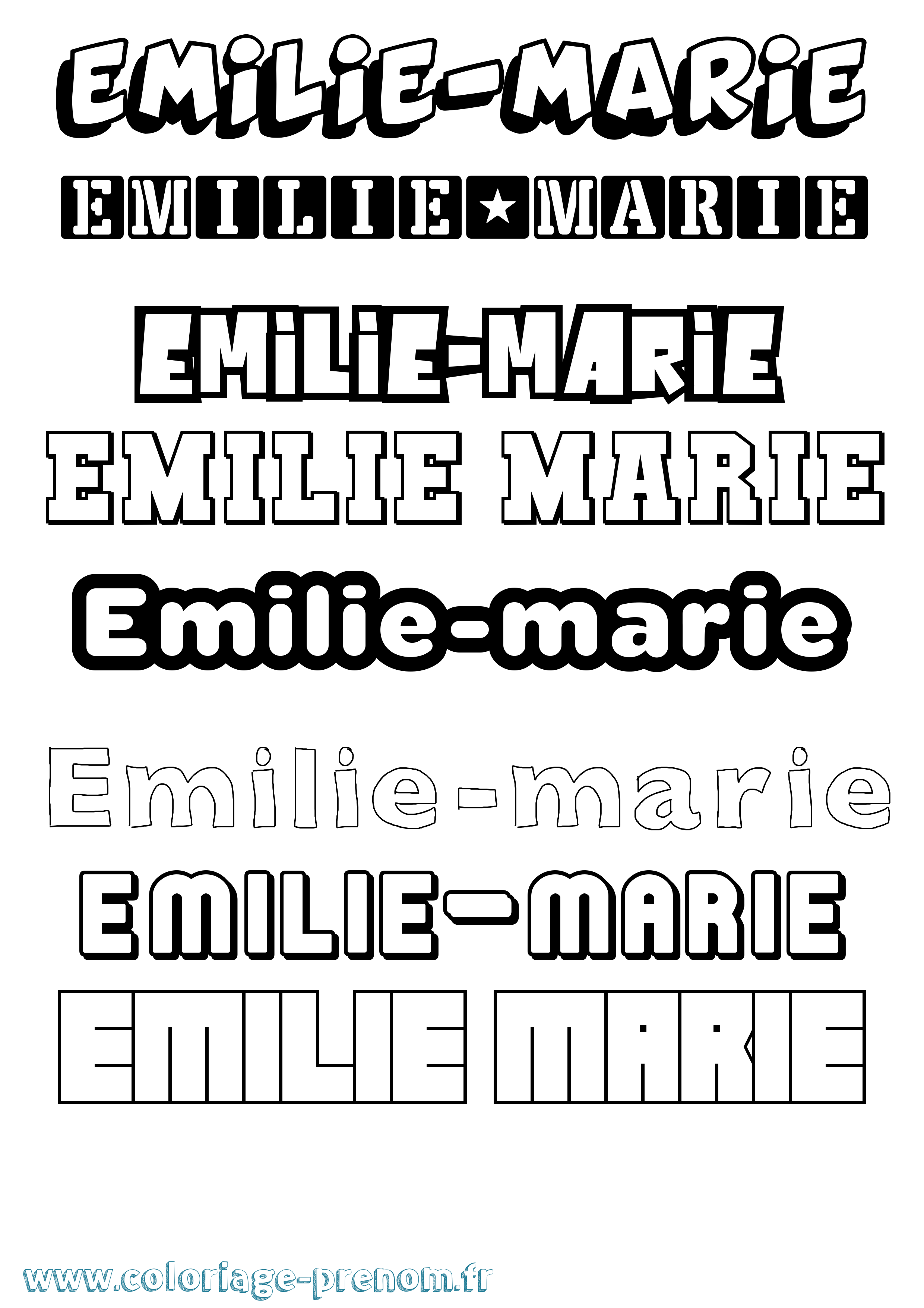 Coloriage Emilie-Marie Simple Coloriage prénom Emilie-Marie Simple