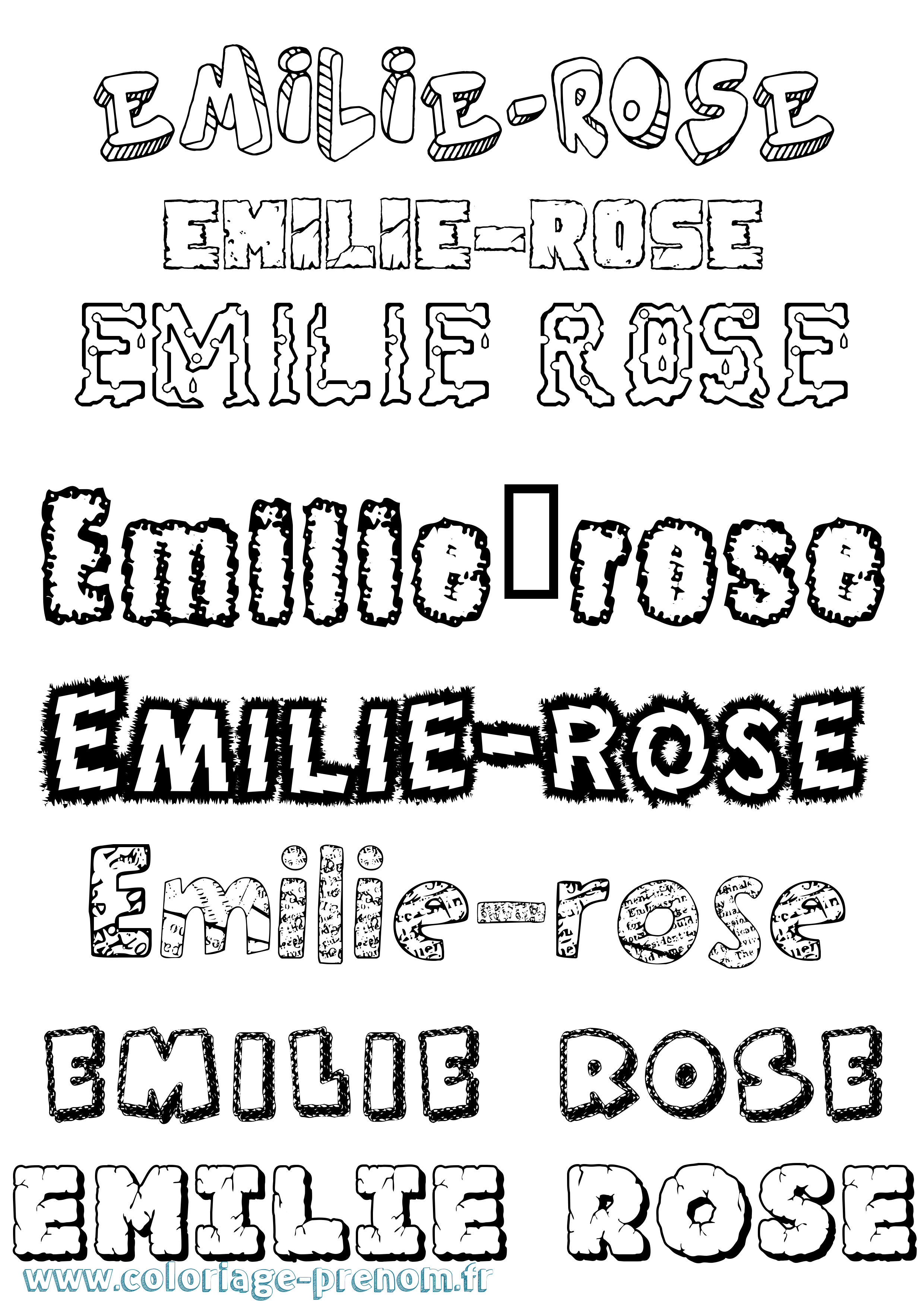Coloriage Emilie-Rose Destructuré Coloriage prénom Emilie-Rose Destructuré