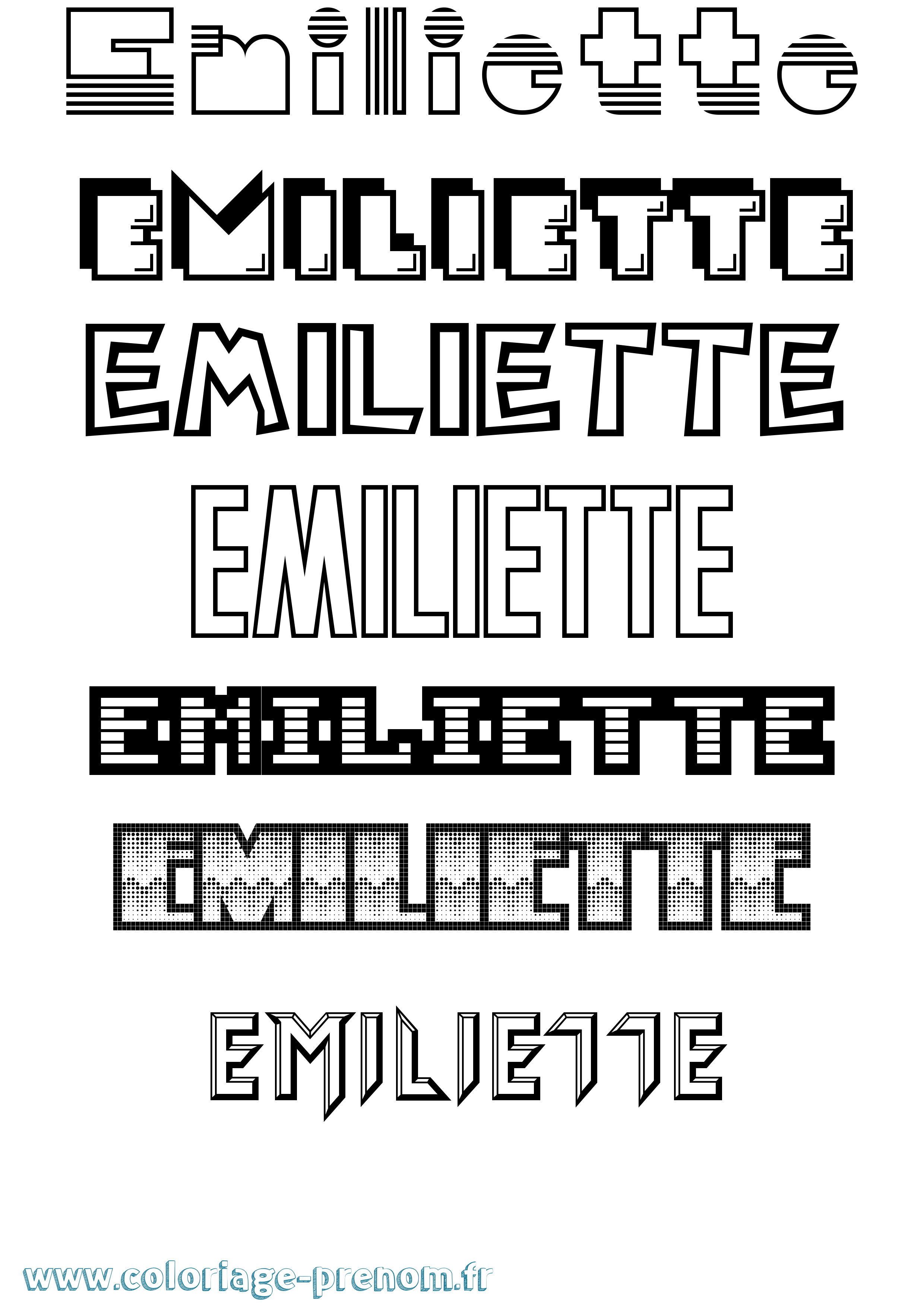 Coloriage Emiliette Jeux Vidéos Coloriage prénom Emiliette Jeux Vidéos