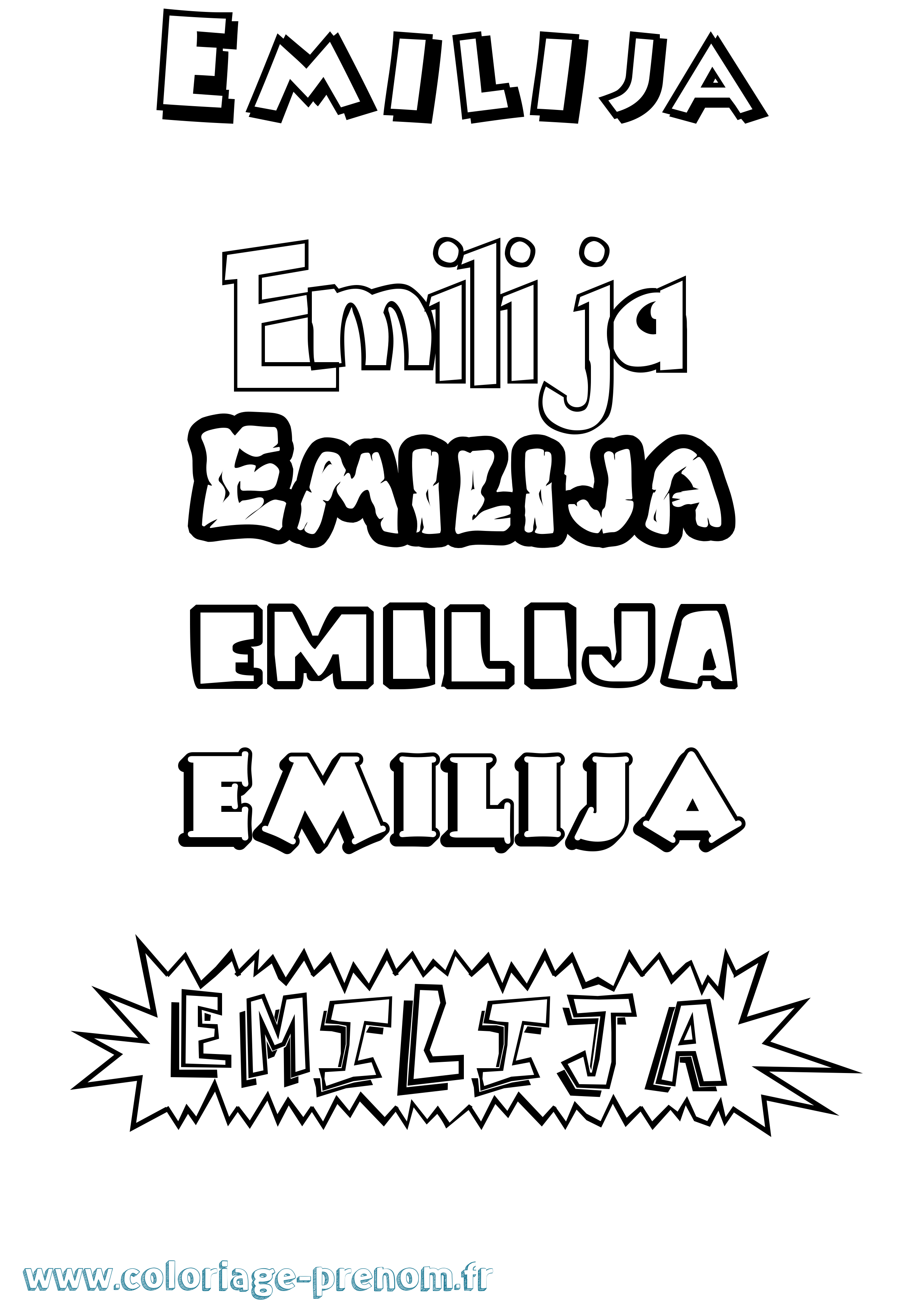 Coloriage Emilija Dessin Animé Coloriage prénom Emilija Dessin Animé
