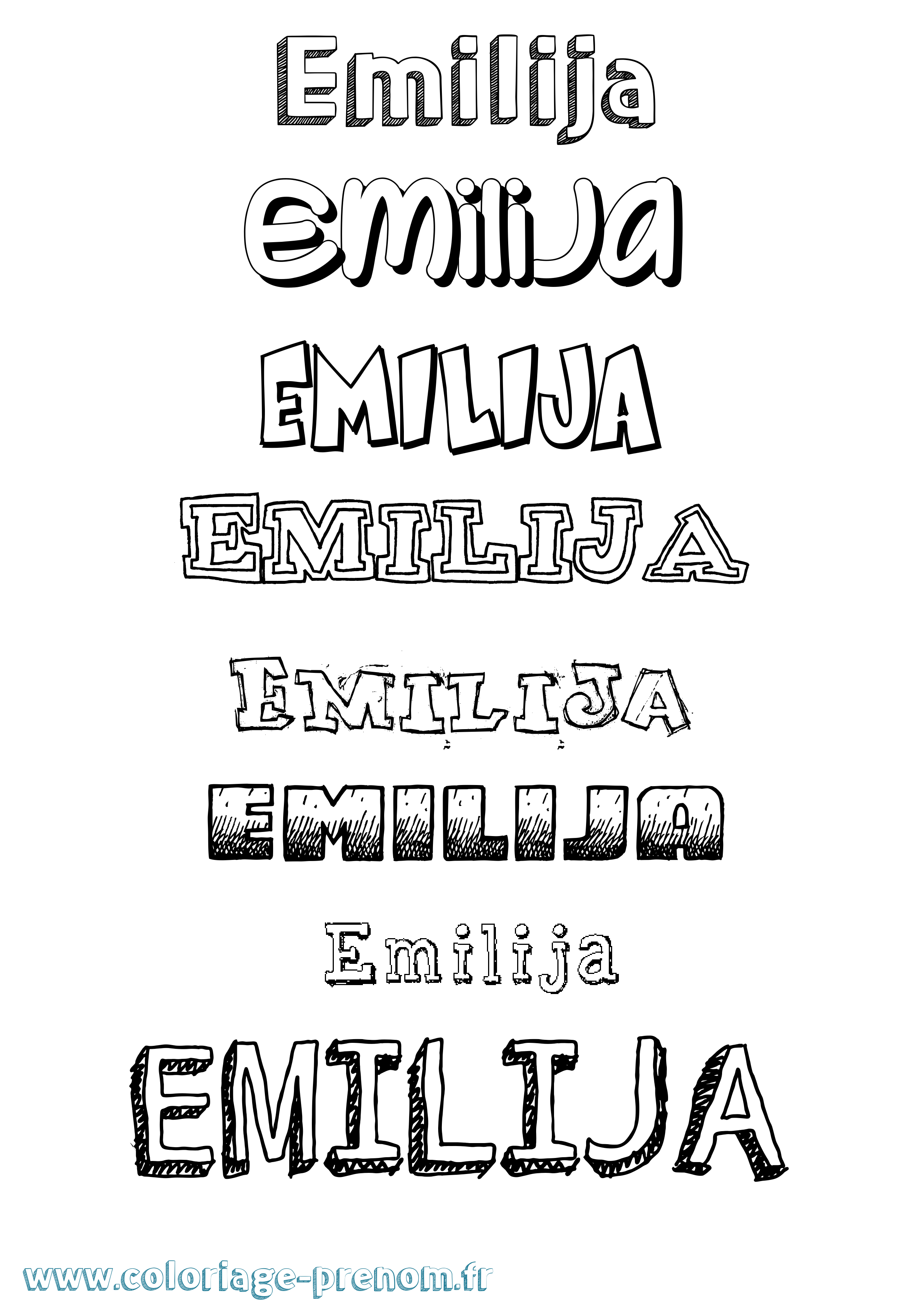 Coloriage Emilija Dessiné Coloriage prénom Emilija Dessiné