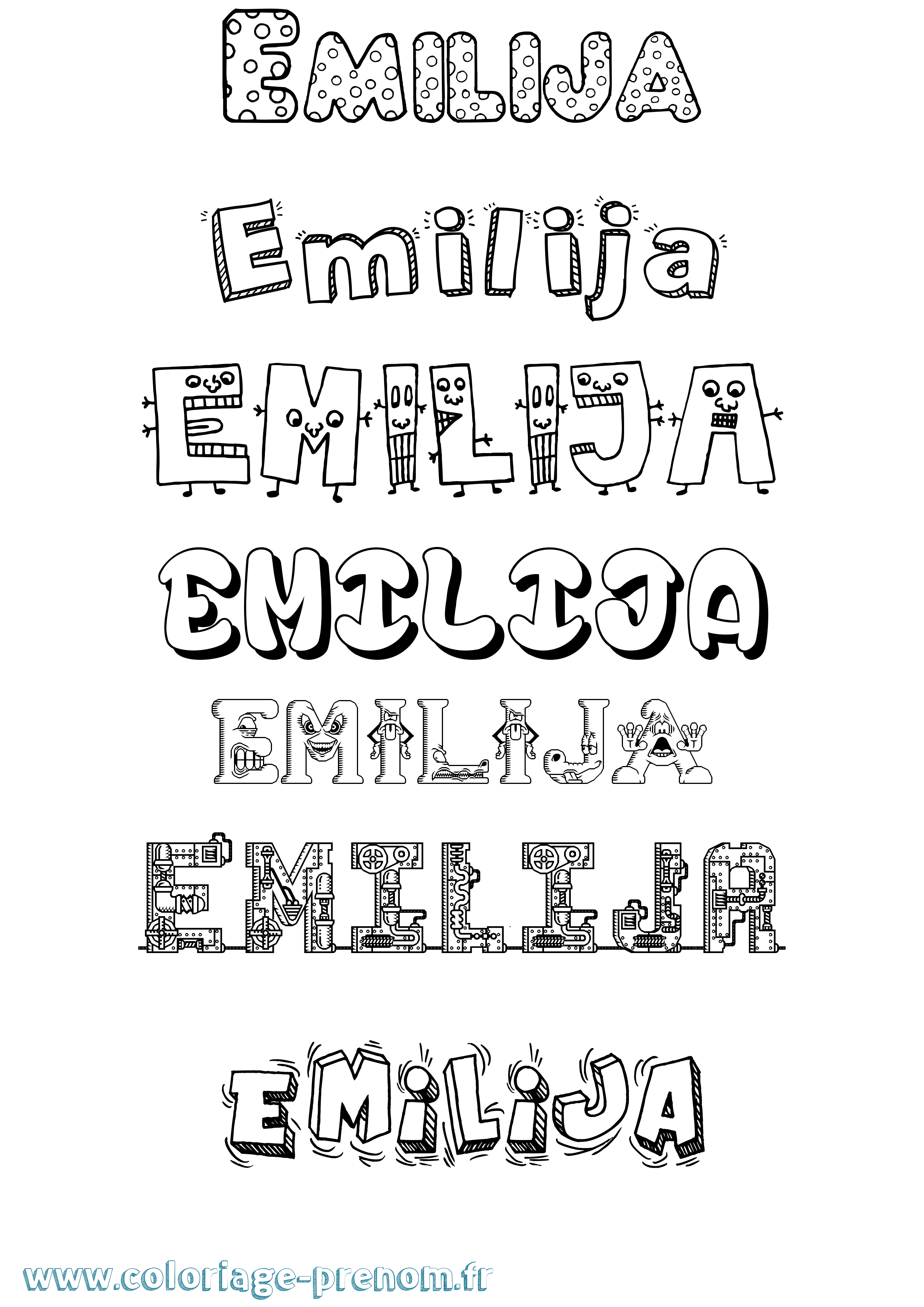 Coloriage Emilija Fun Coloriage prénom Emilija Fun