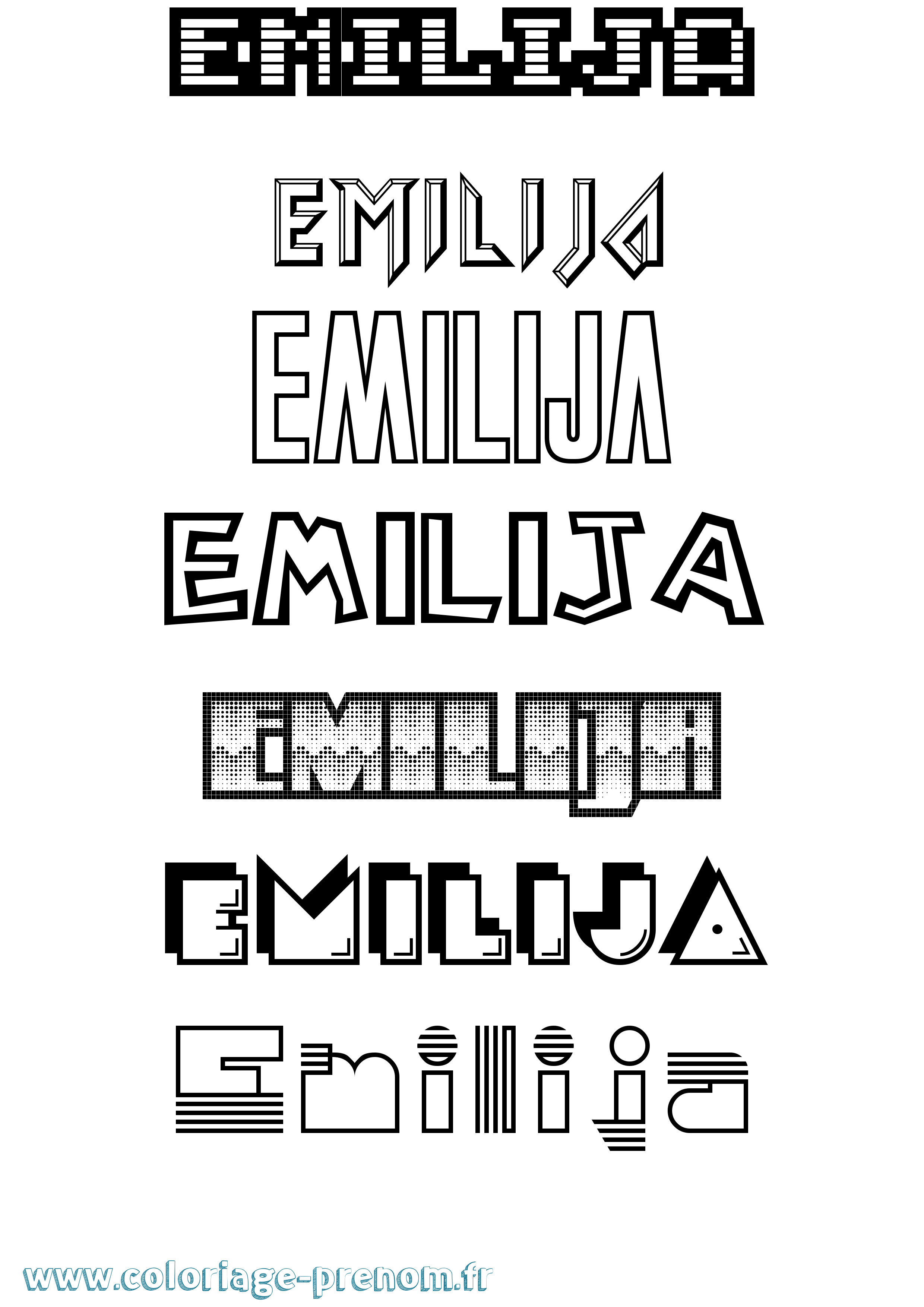 Coloriage Emilija Jeux Vidéos Coloriage prénom Emilija Jeux Vidéos
