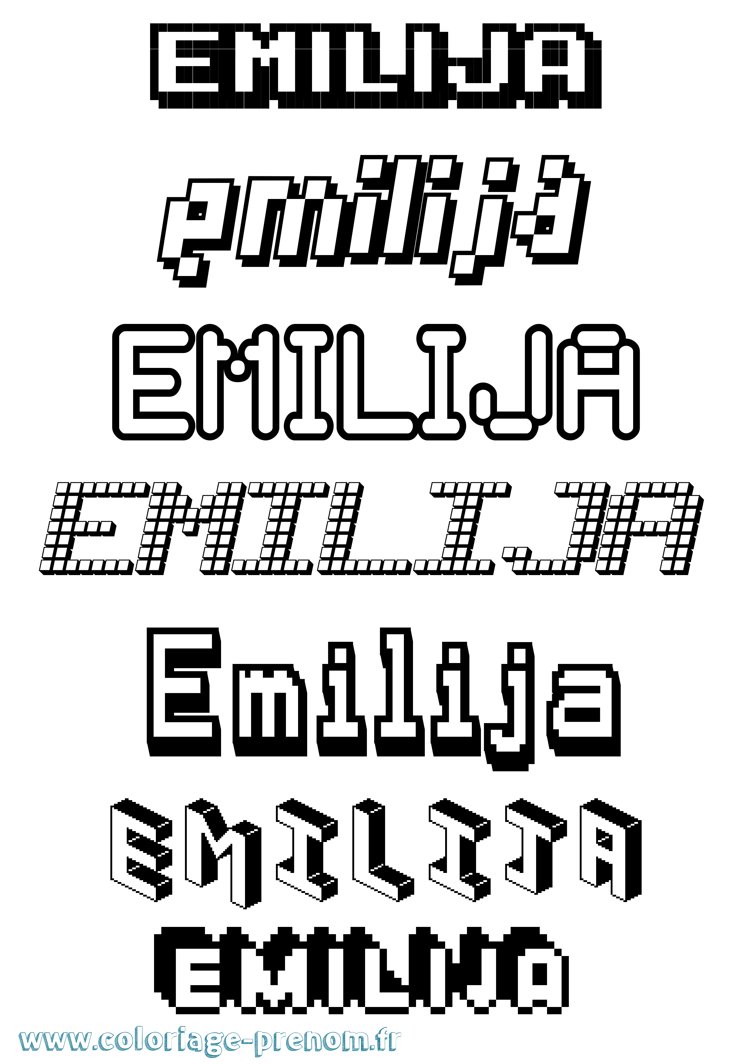 Coloriage Emilija Pixel Coloriage prénom Emilija Pixel