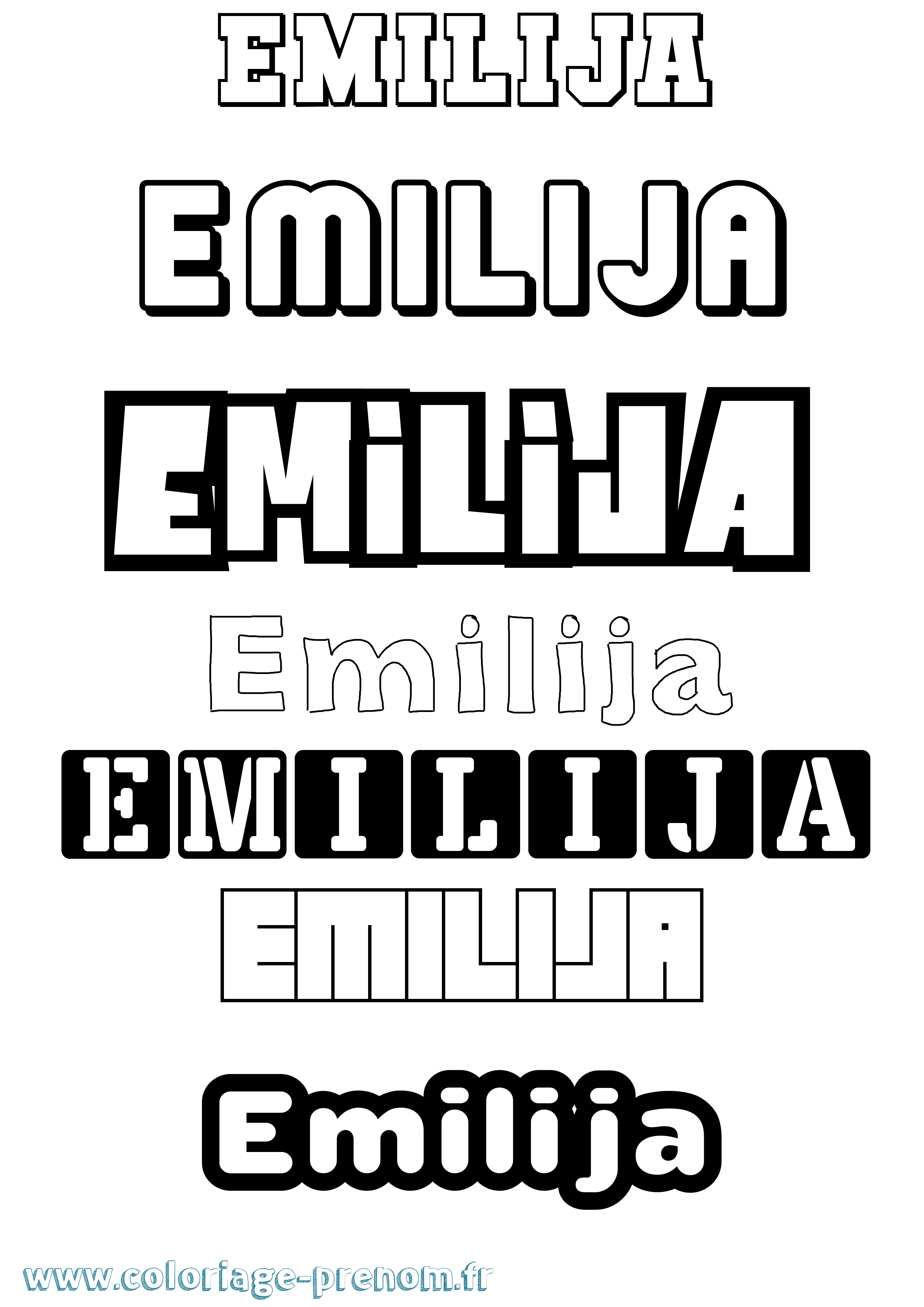 Coloriage Emilija Simple Coloriage prénom Emilija Simple