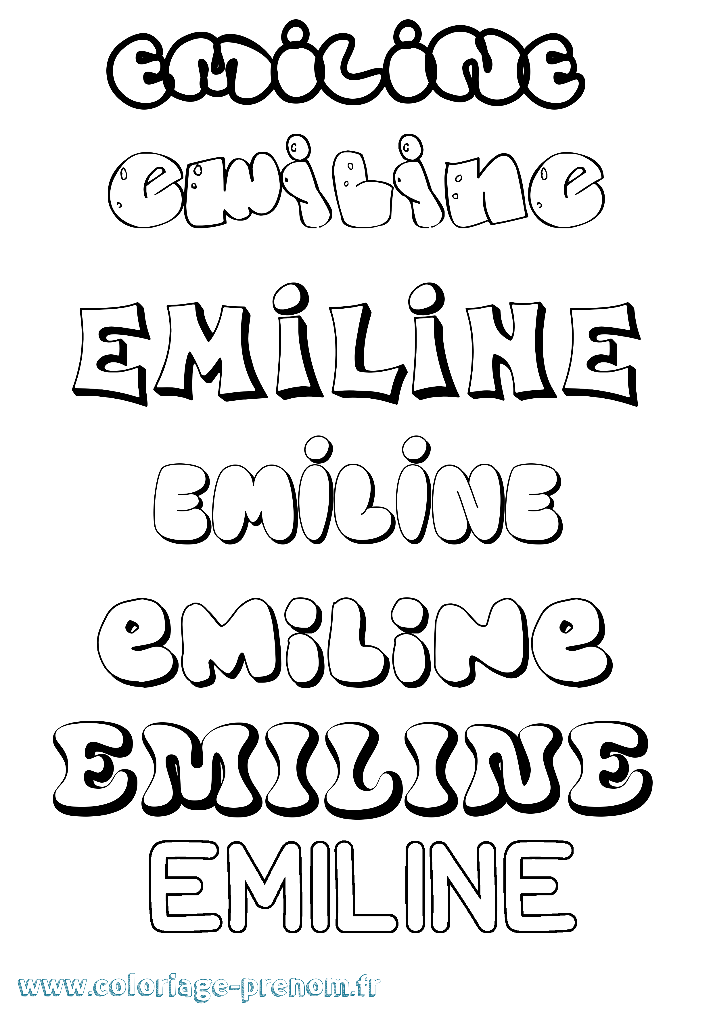 Coloriage Emiline Bubble Coloriage prénom Emiline Bubble