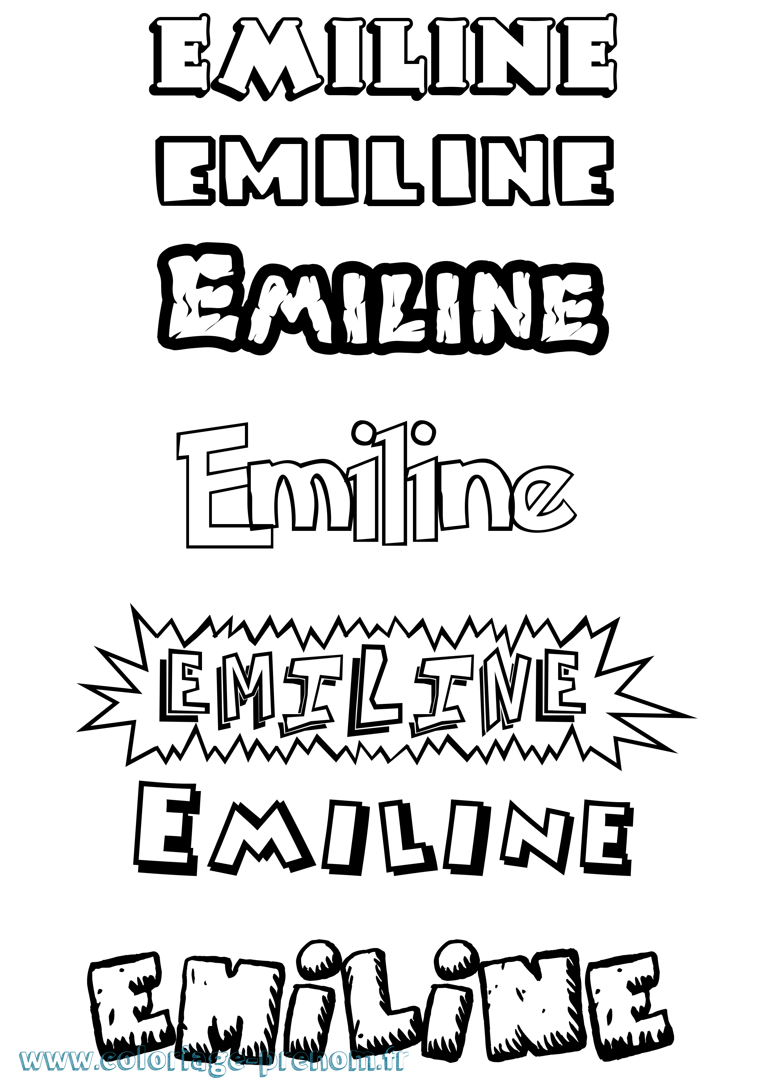 Coloriage Emiline Dessin Animé Coloriage prénom Emiline Dessin Animé