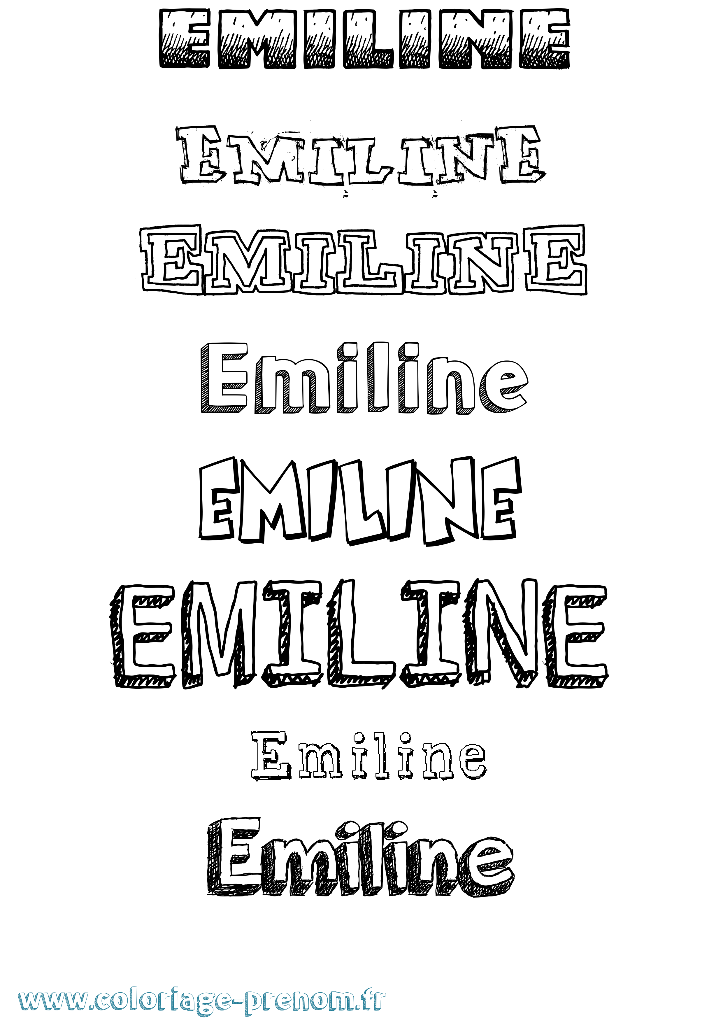 Coloriage Emiline Dessiné Coloriage prénom Emiline Dessiné