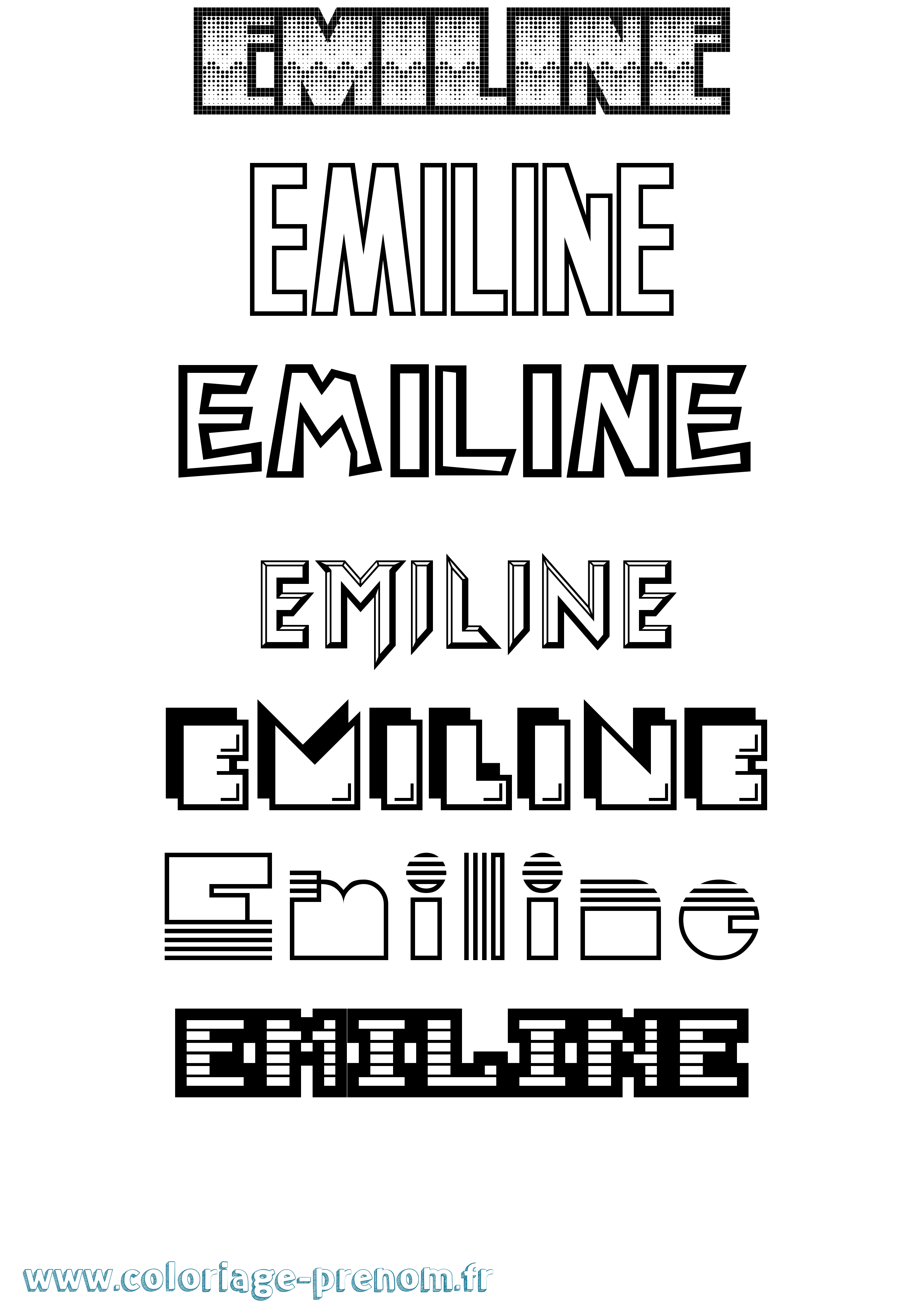 Coloriage Emiline Jeux Vidéos Coloriage prénom Emiline Jeux Vidéos