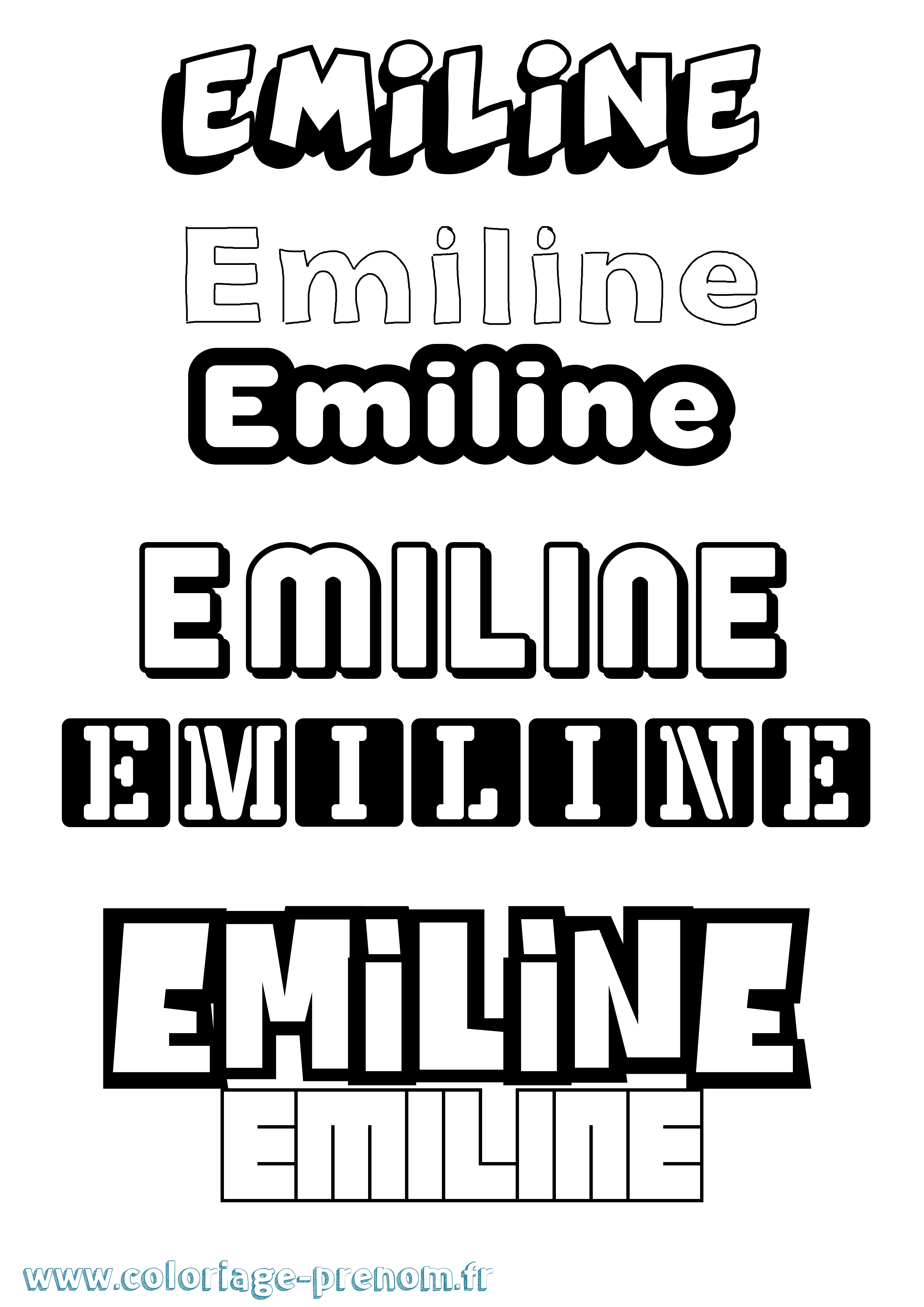 Coloriage Emiline Simple Coloriage prénom Emiline Simple