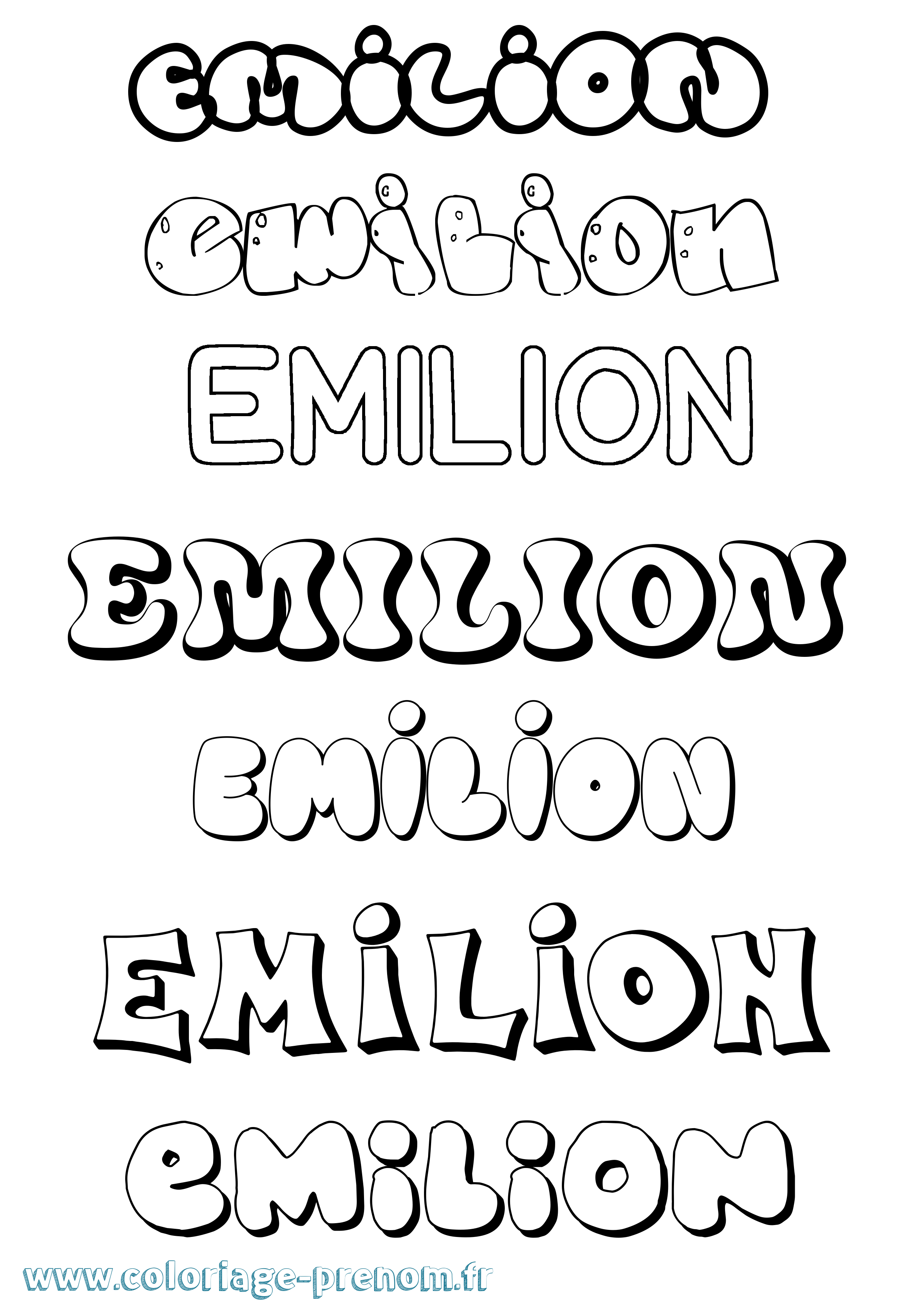 Coloriage Emilion Bubble Coloriage prénom Emilion Bubble