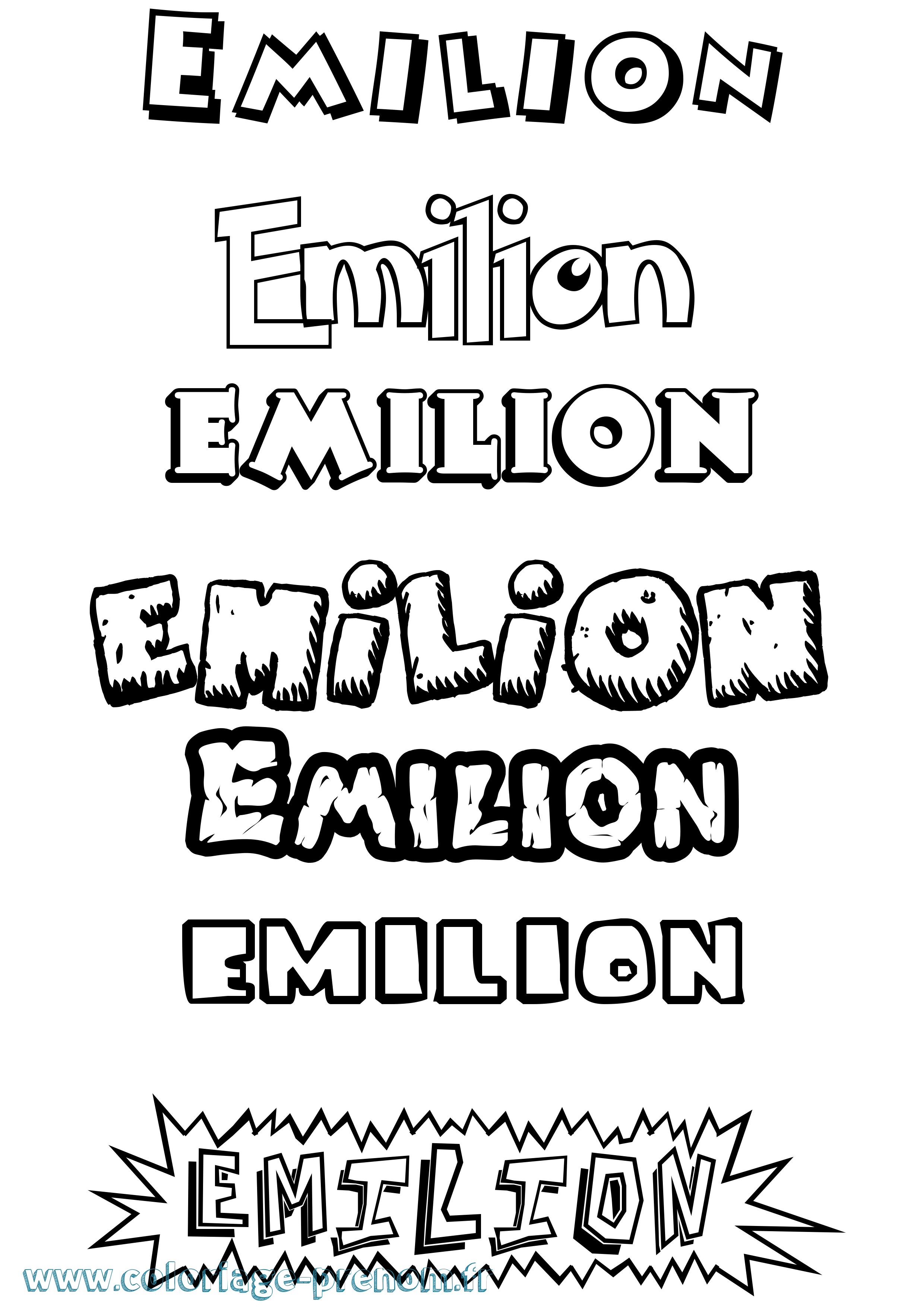 Coloriage Emilion Dessin Animé Coloriage prénom Emilion Dessin Animé