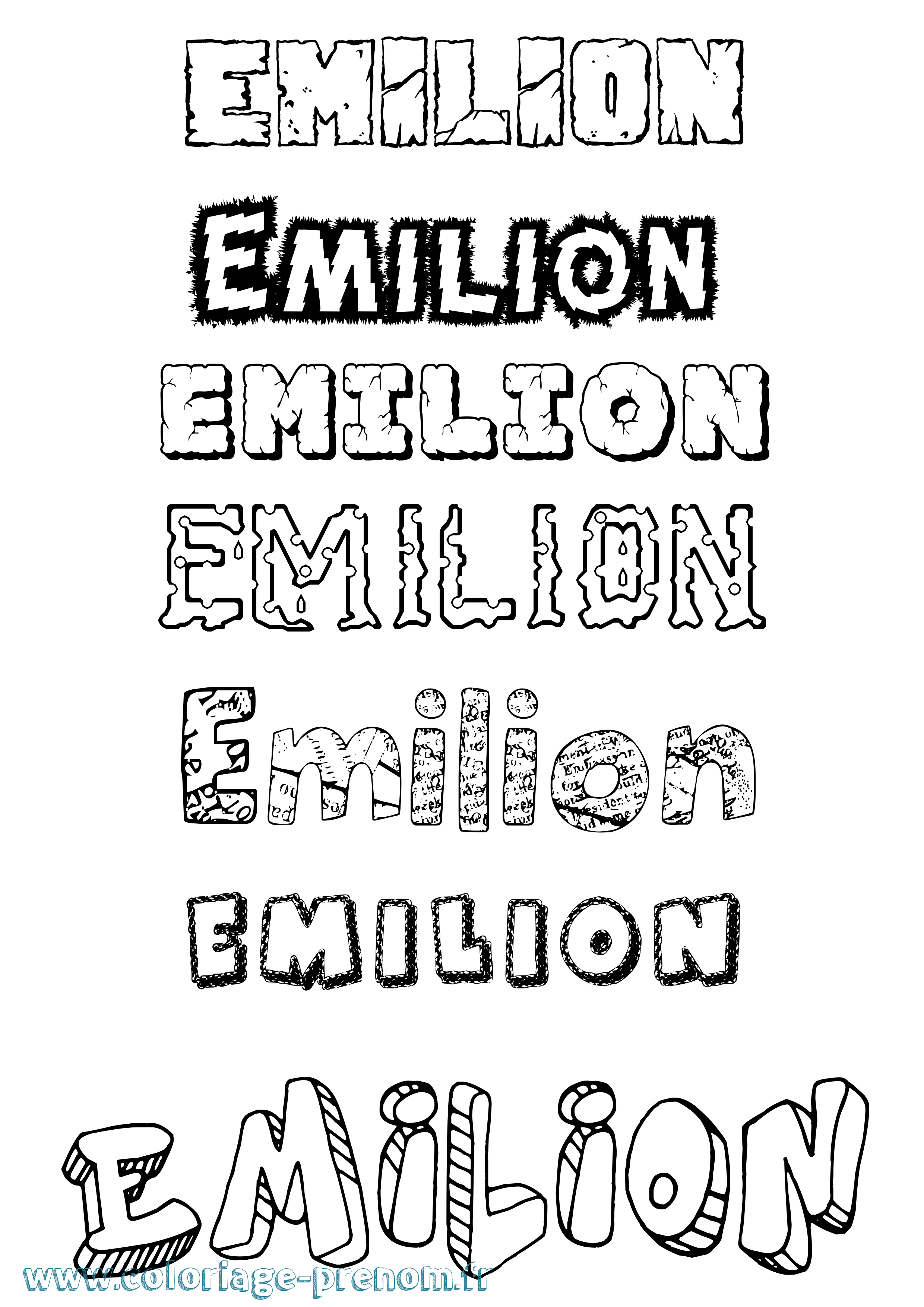 Coloriage Emilion Destructuré Coloriage prénom Emilion Destructuré