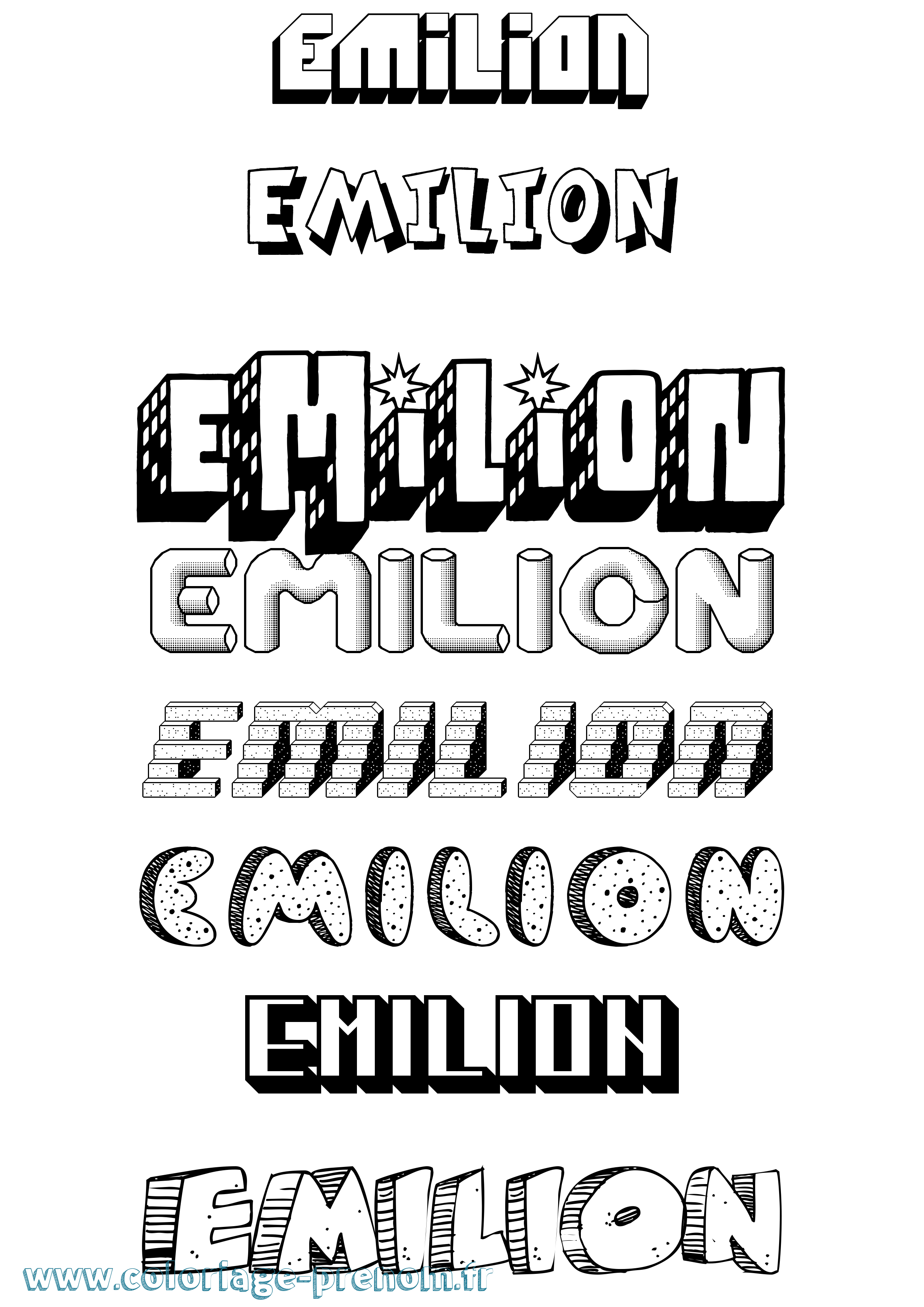 Coloriage Emilion Effet 3D Coloriage prénom Emilion Effet 3D