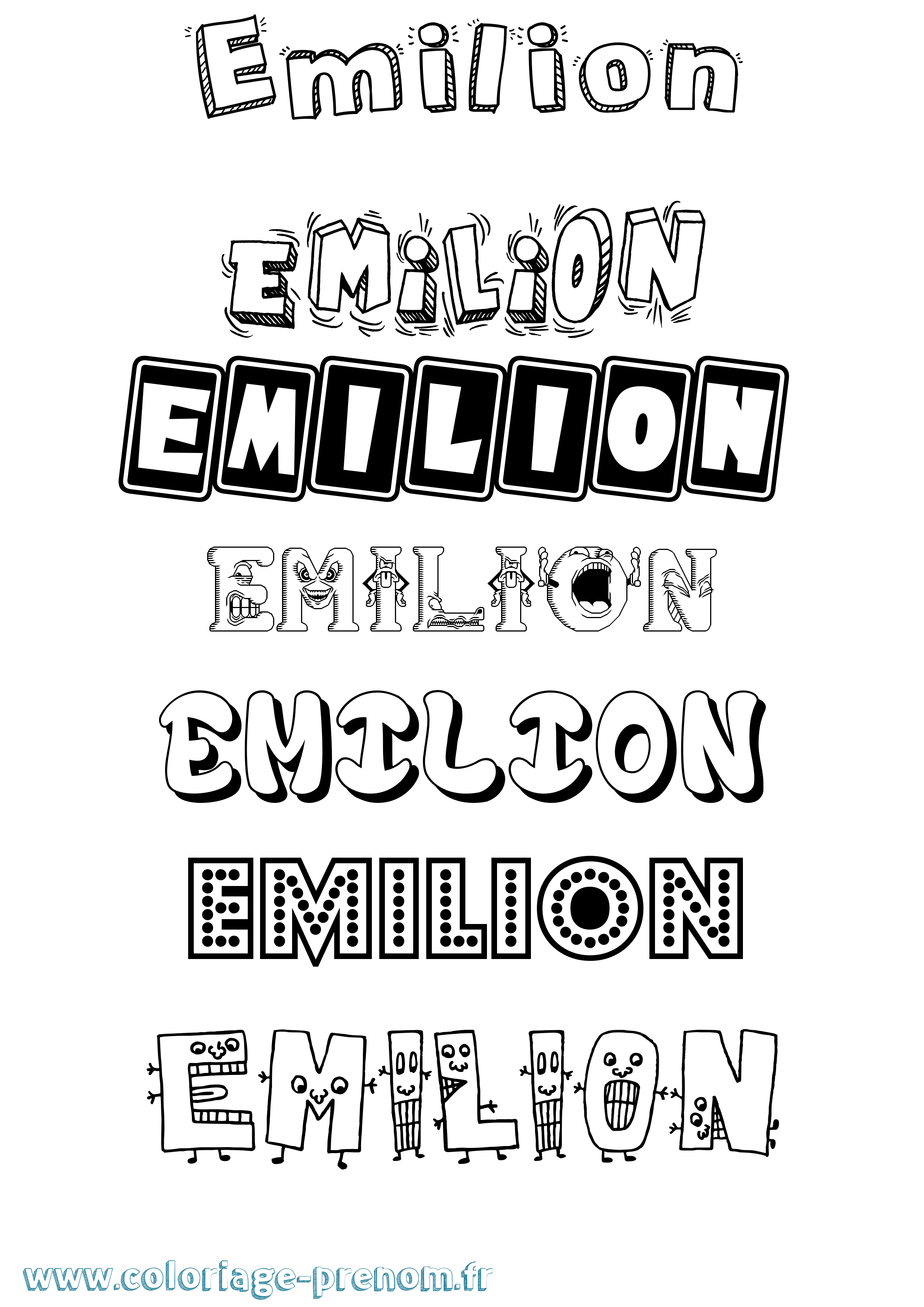 Coloriage Emilion Fun Coloriage prénom Emilion Fun