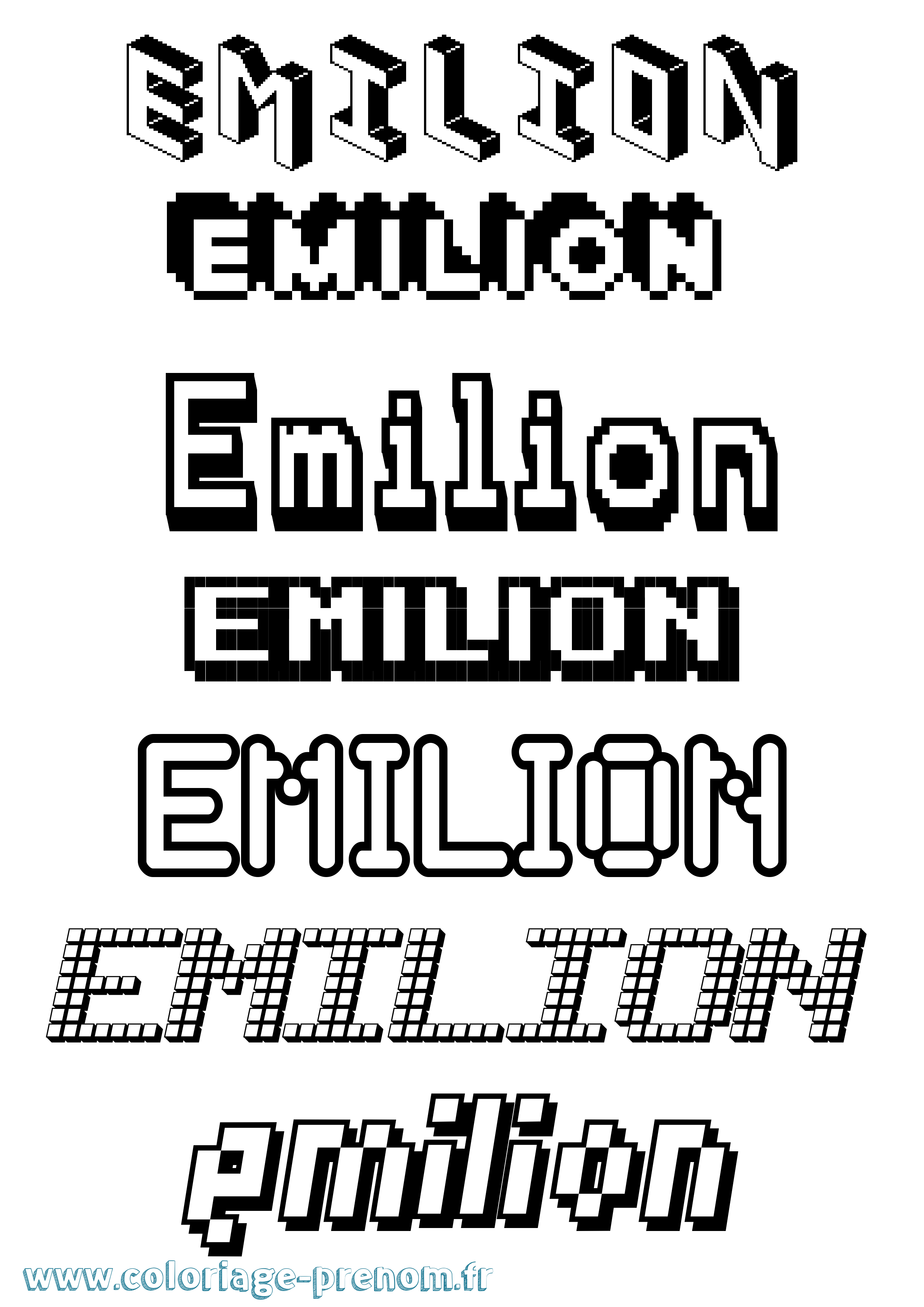 Coloriage Emilion Pixel Coloriage prénom Emilion Pixel