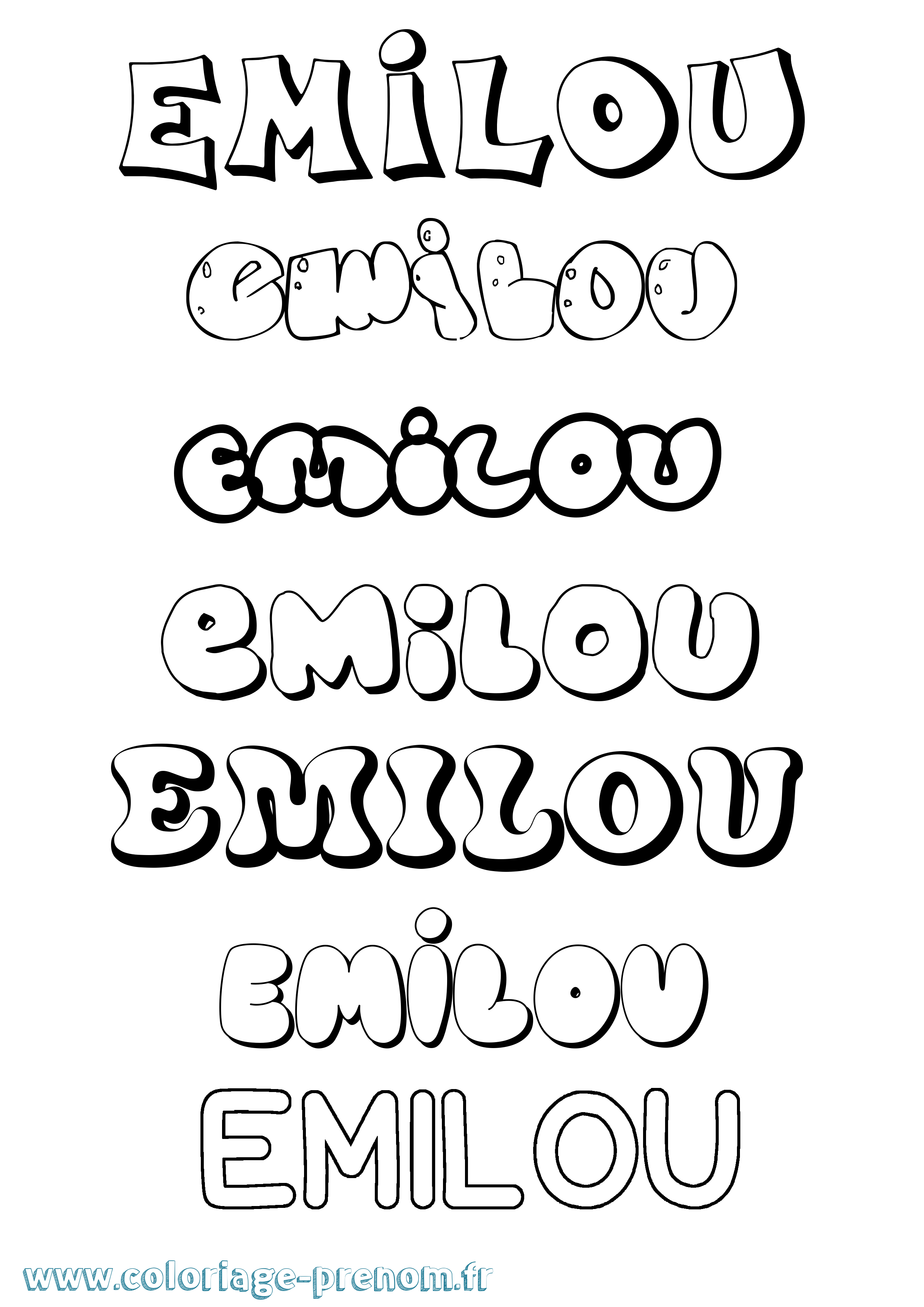 Coloriage Emilou Bubble Coloriage prénom Emilou Bubble