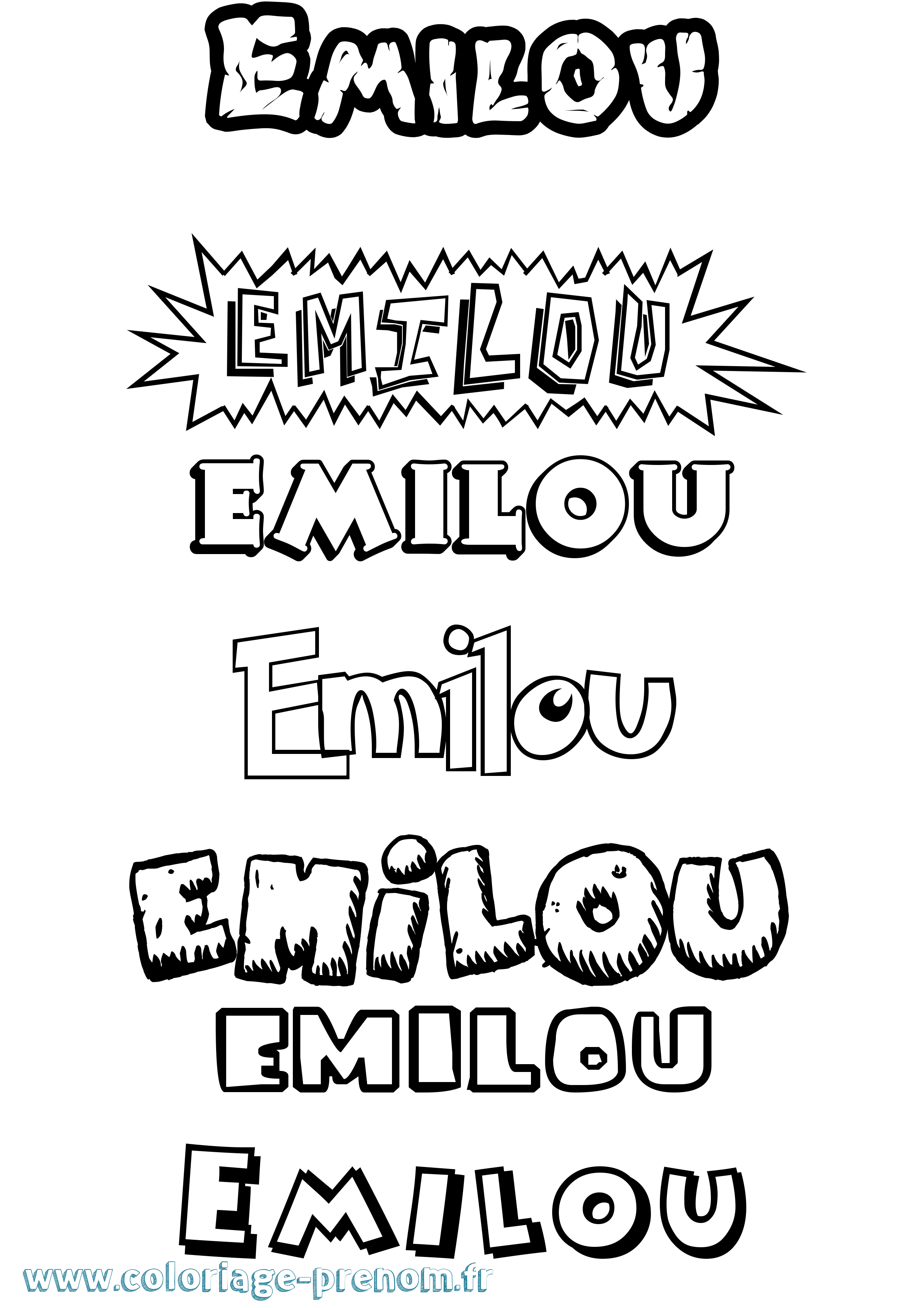 Coloriage Emilou Dessin Animé Coloriage prénom Emilou Dessin Animé
