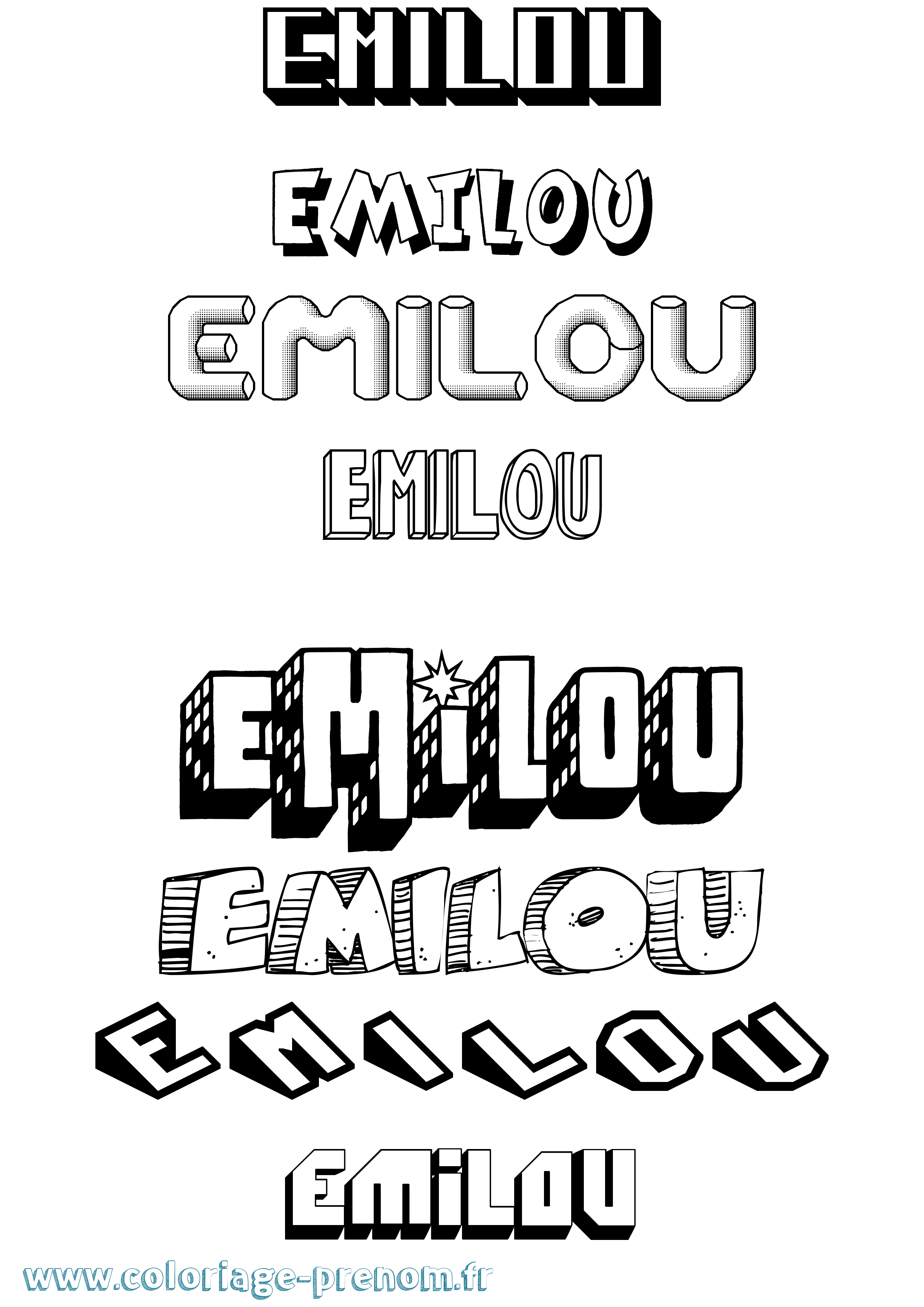 Coloriage Emilou Effet 3D Coloriage prénom Emilou Effet 3D