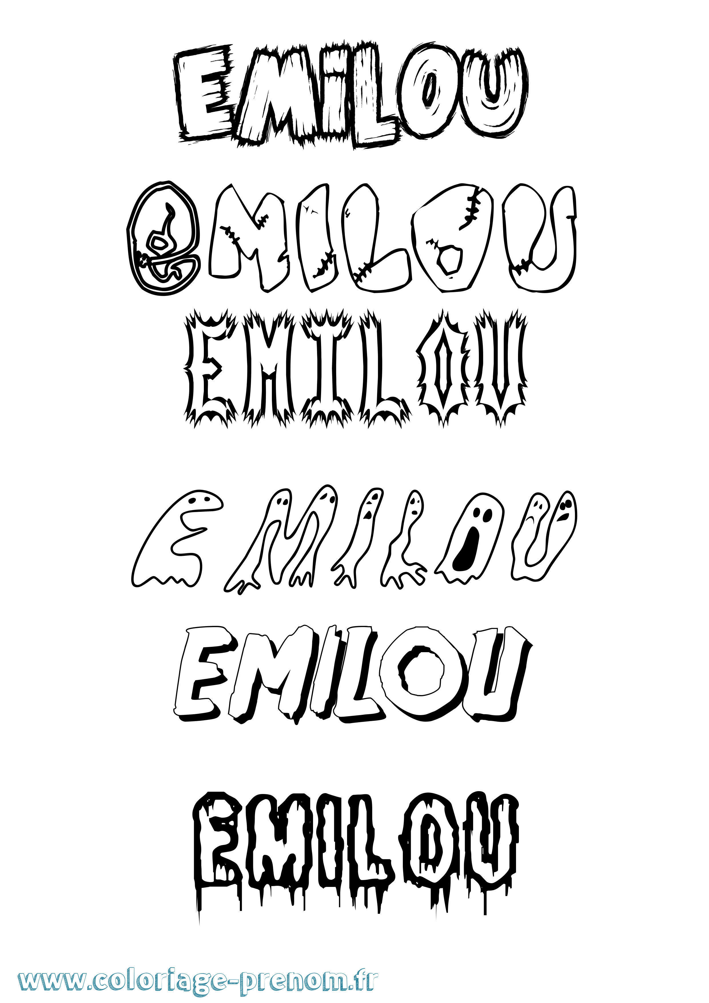 Coloriage Emilou Frisson Coloriage prénom Emilou Frisson