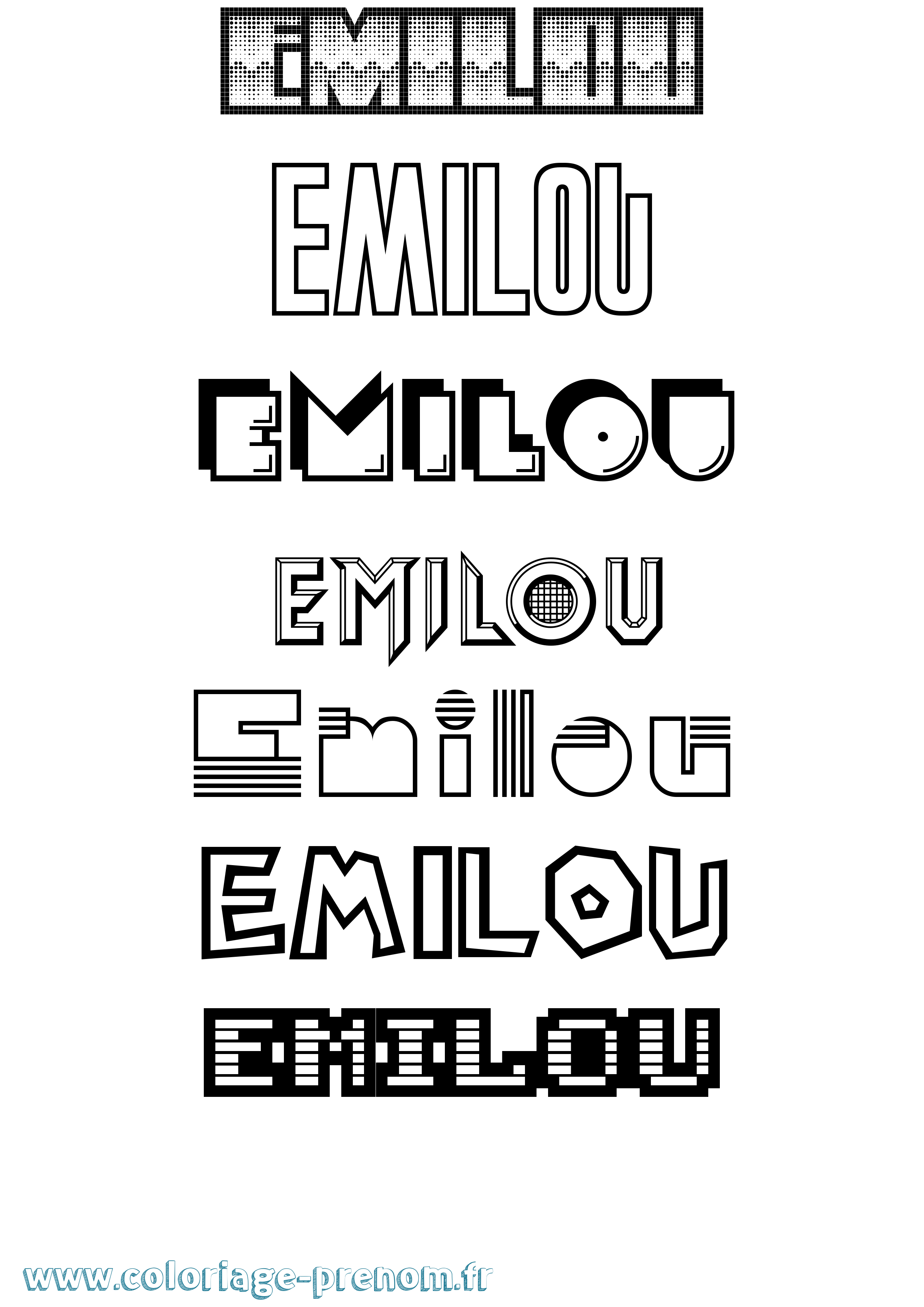 Coloriage Emilou Jeux Vidéos Coloriage prénom Emilou Jeux Vidéos