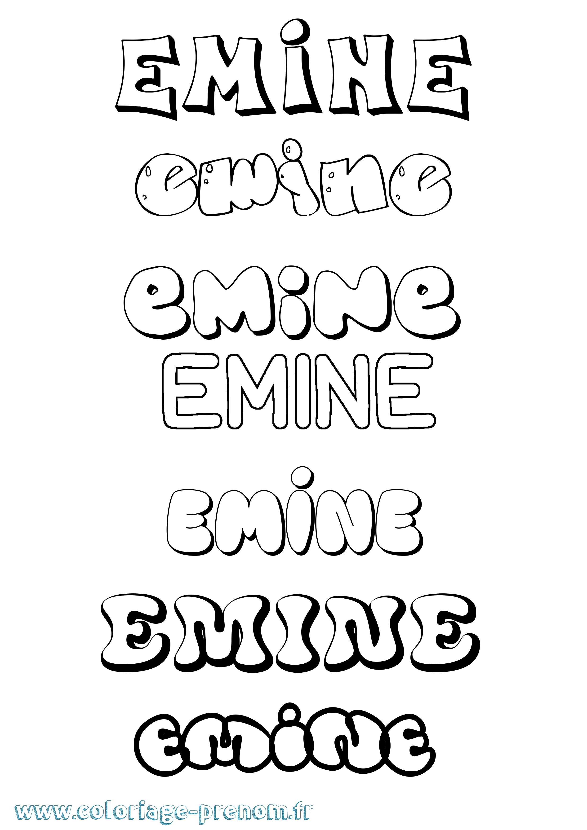 Coloriage Emine Bubble Coloriage prénom Emine Bubble