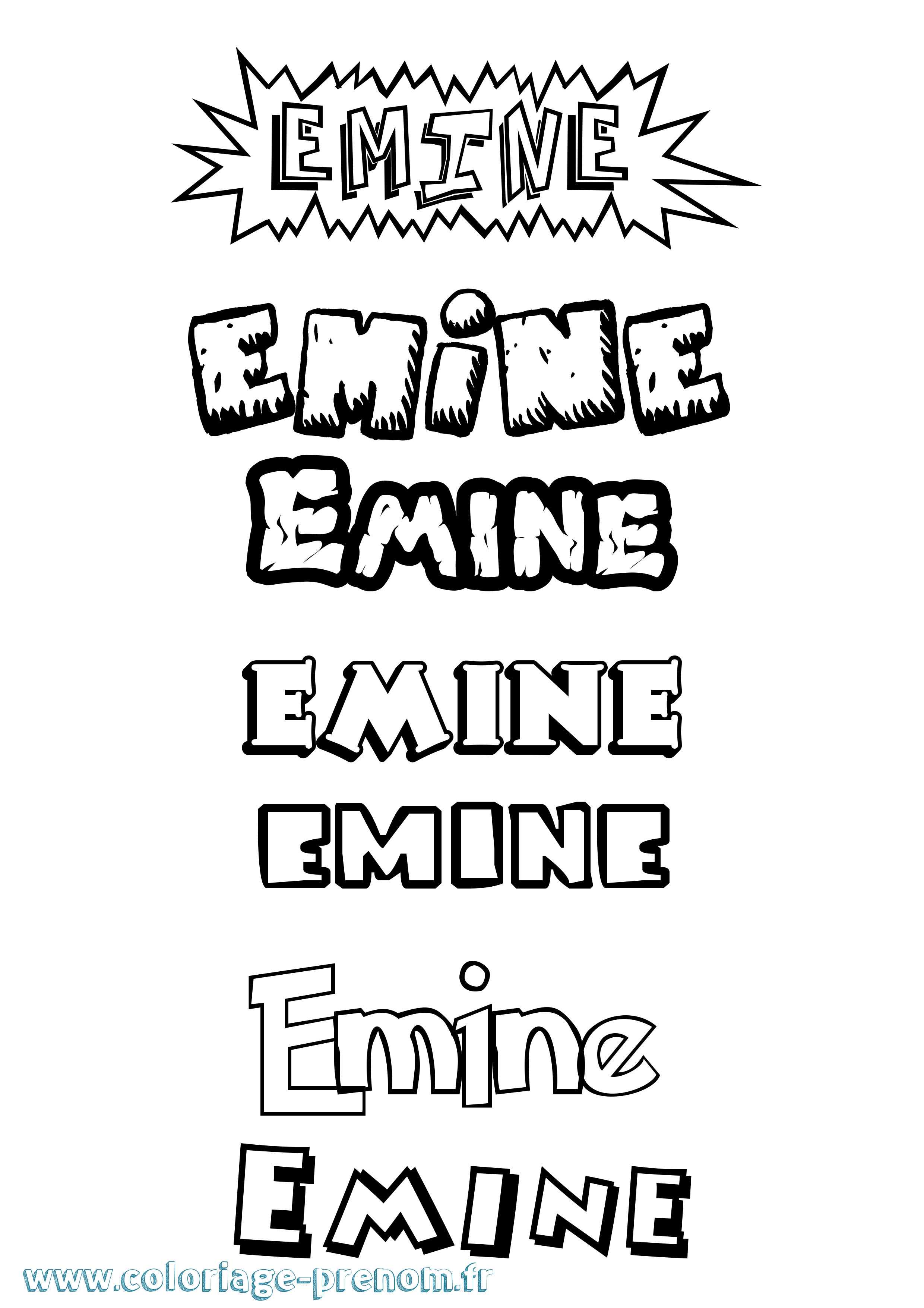 Coloriage Emine Dessin Animé Coloriage prénom Emine Dessin Animé
