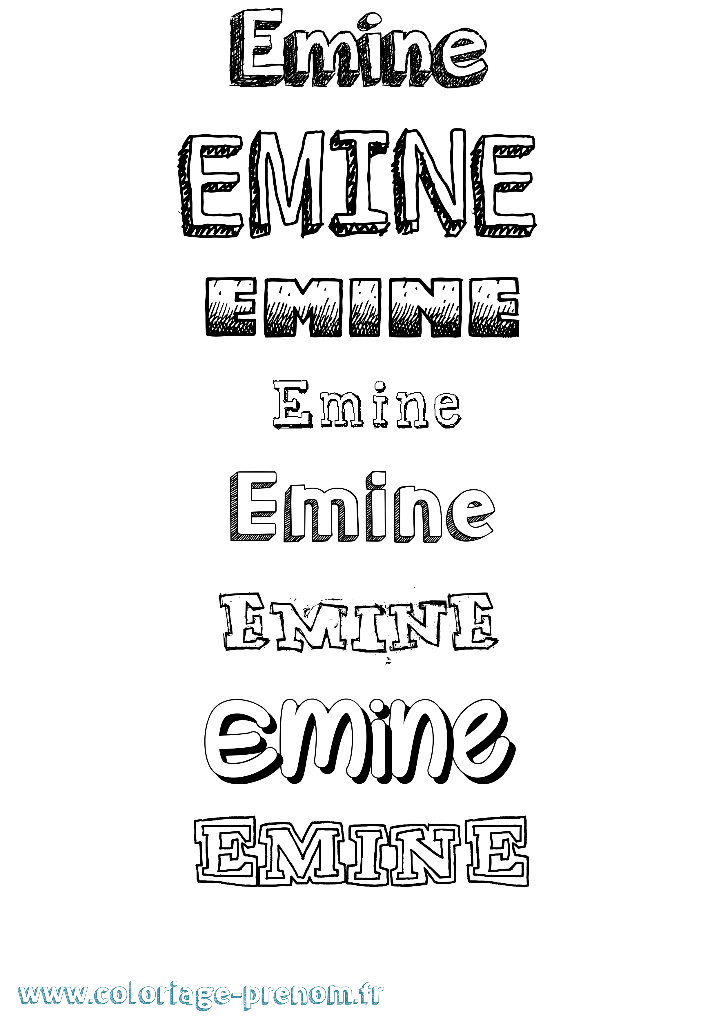 Coloriage Emine Dessiné Coloriage prénom Emine Dessiné