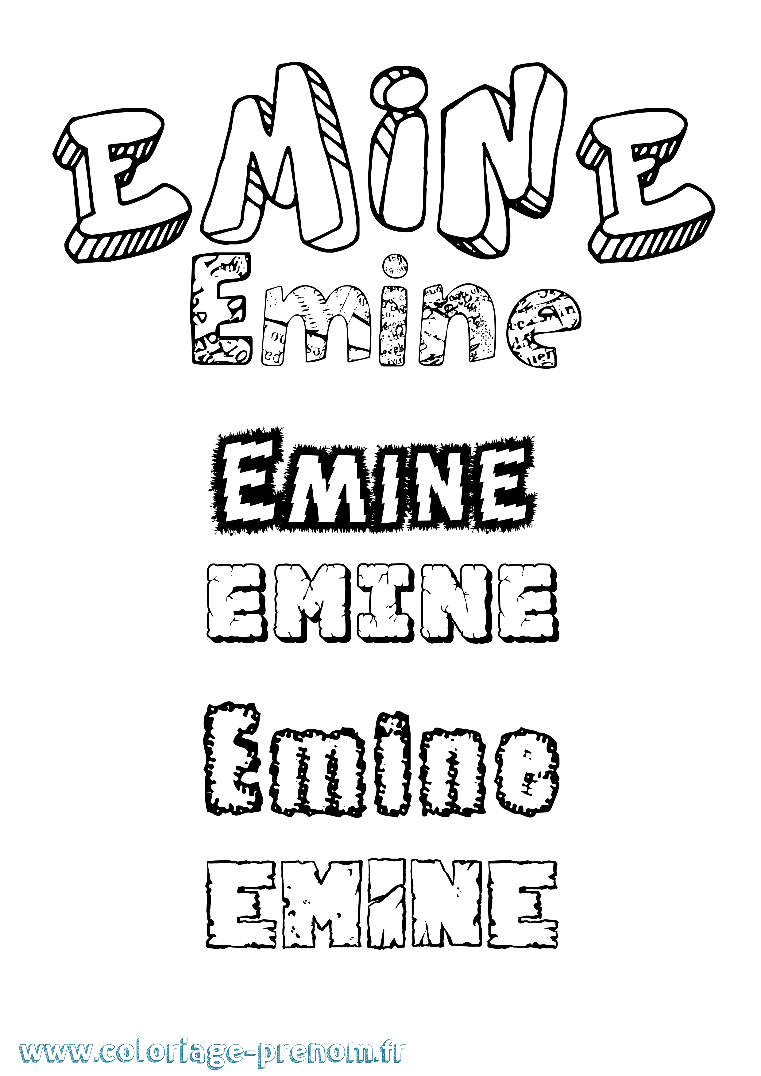 Coloriage Emine Destructuré Coloriage prénom Emine Destructuré