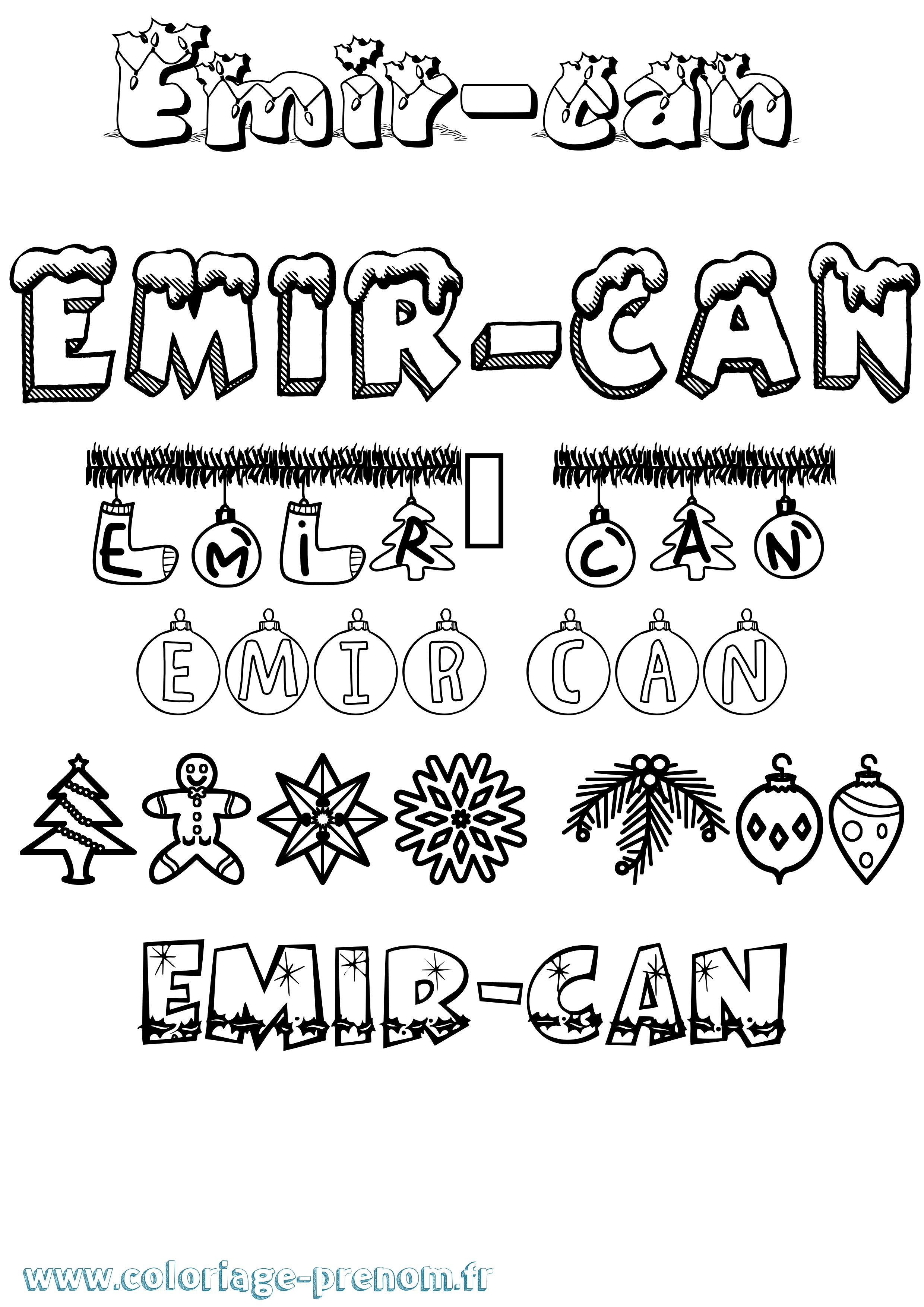 Coloriage Emir-Can Noël Coloriage prénom Emir-Can Noël