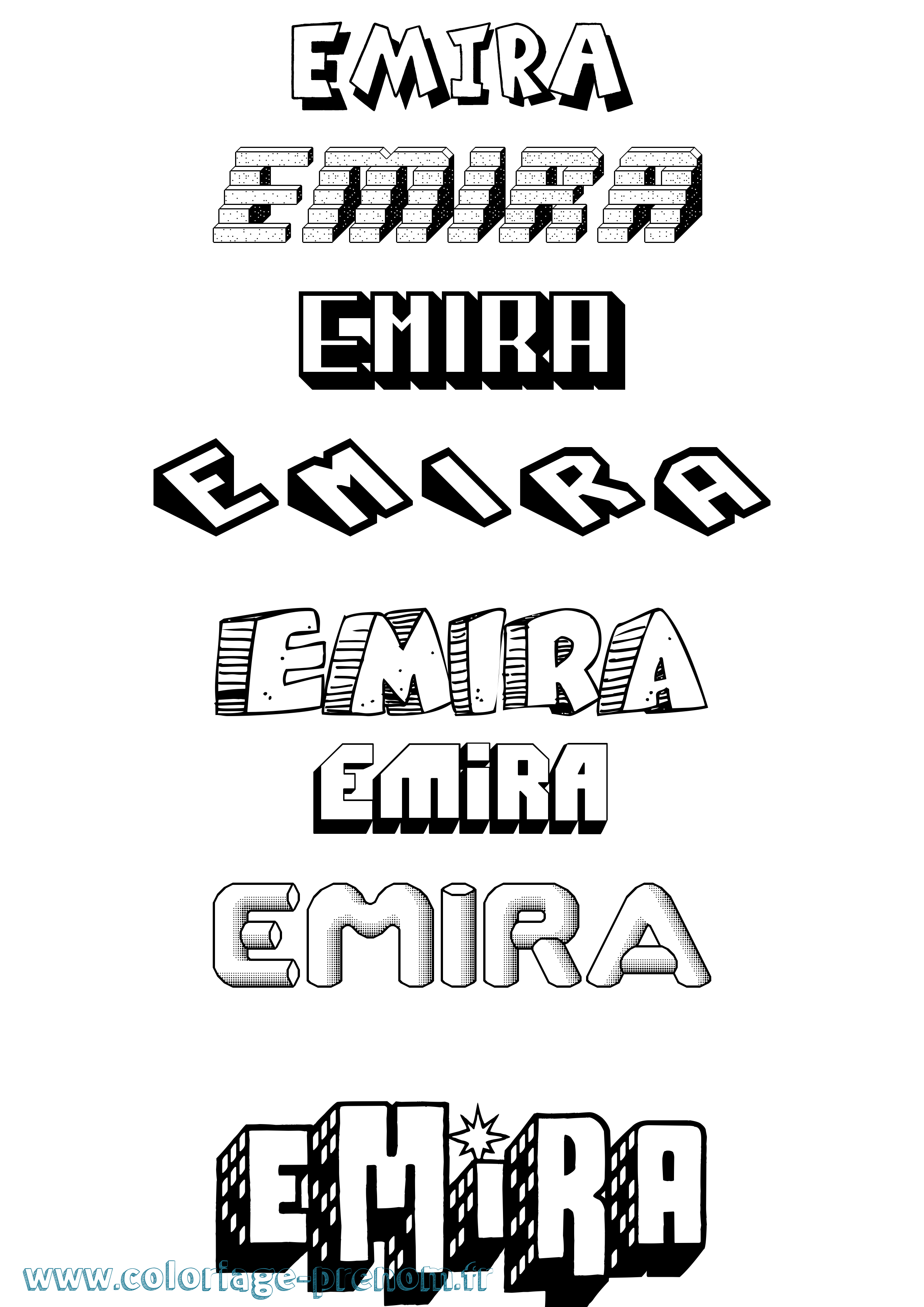 Coloriage Emira Effet 3D Coloriage prénom Emira Effet 3D