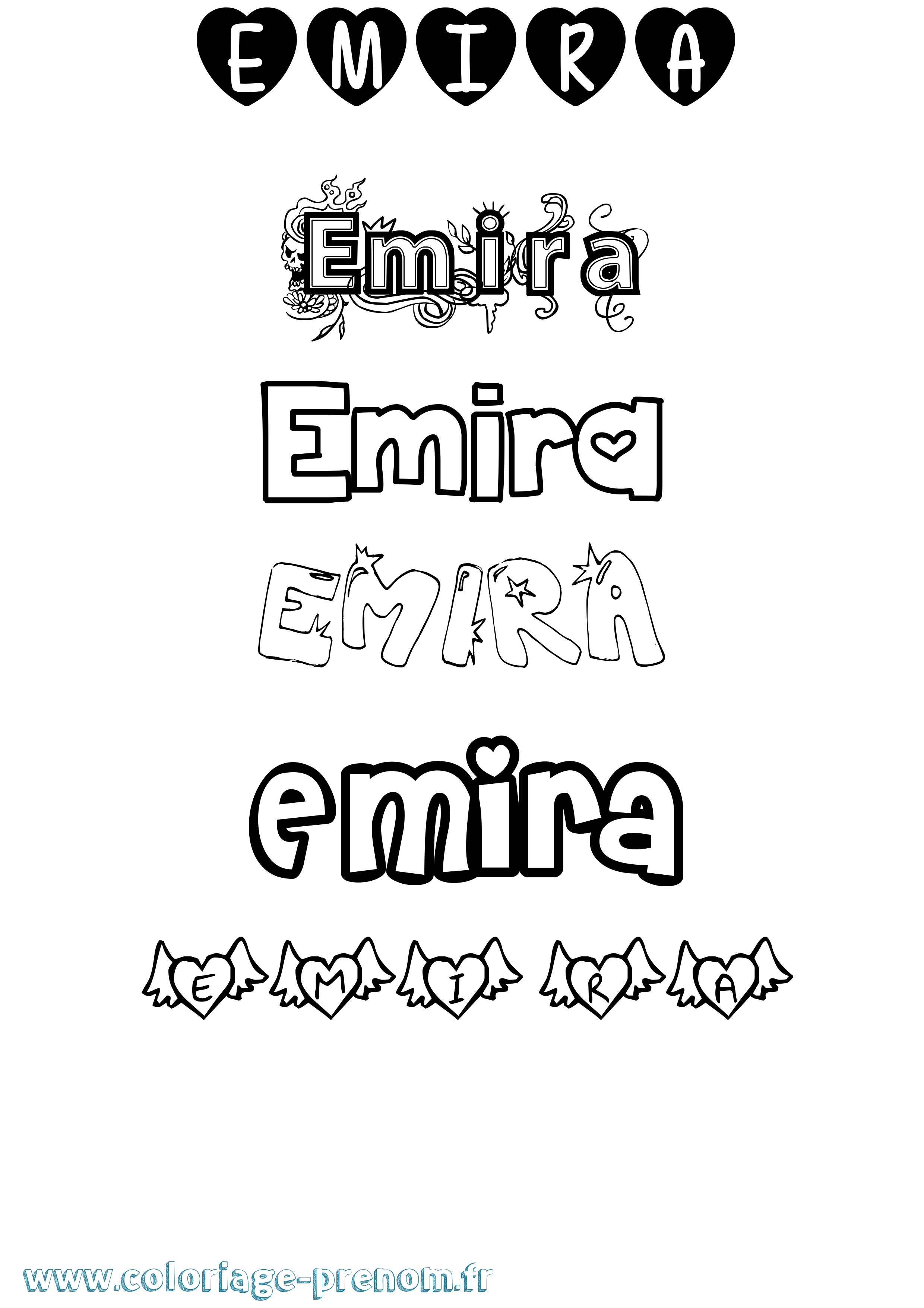 Coloriage Emira Girly Coloriage prénom Emira Girly