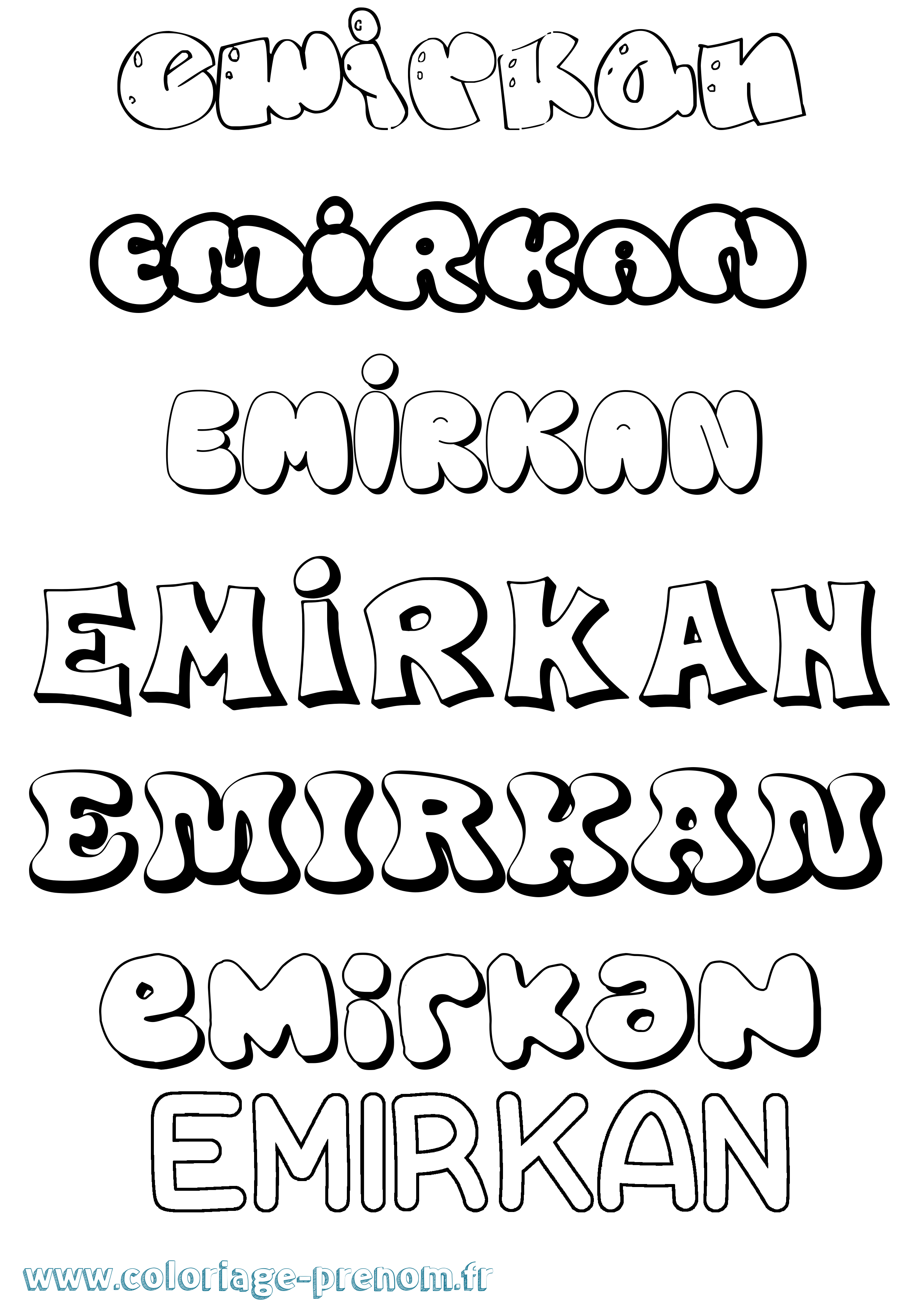 Coloriage Emirkan Bubble Coloriage prénom Emirkan Bubble
