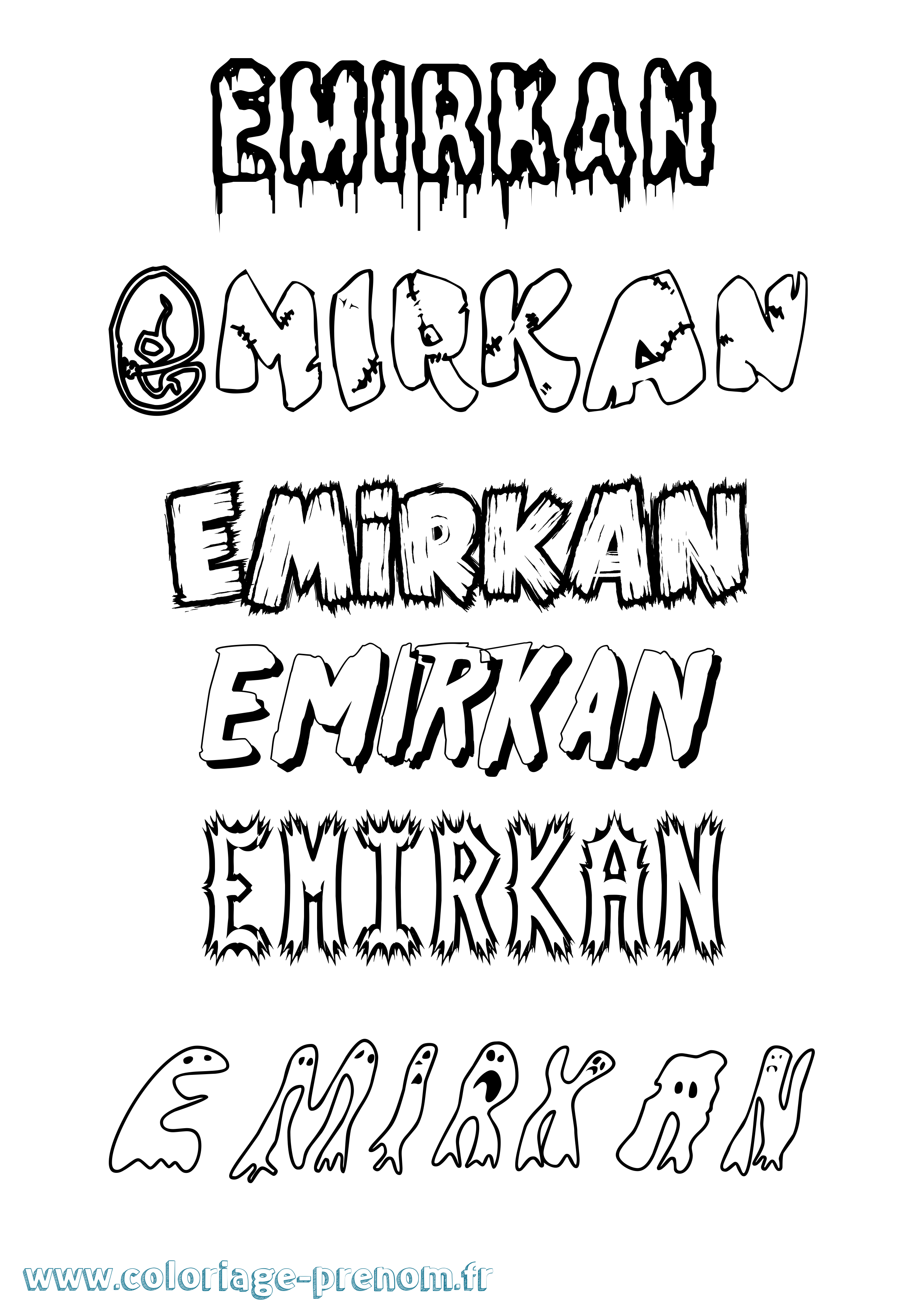 Coloriage Emirkan Frisson Coloriage prénom Emirkan Frisson
