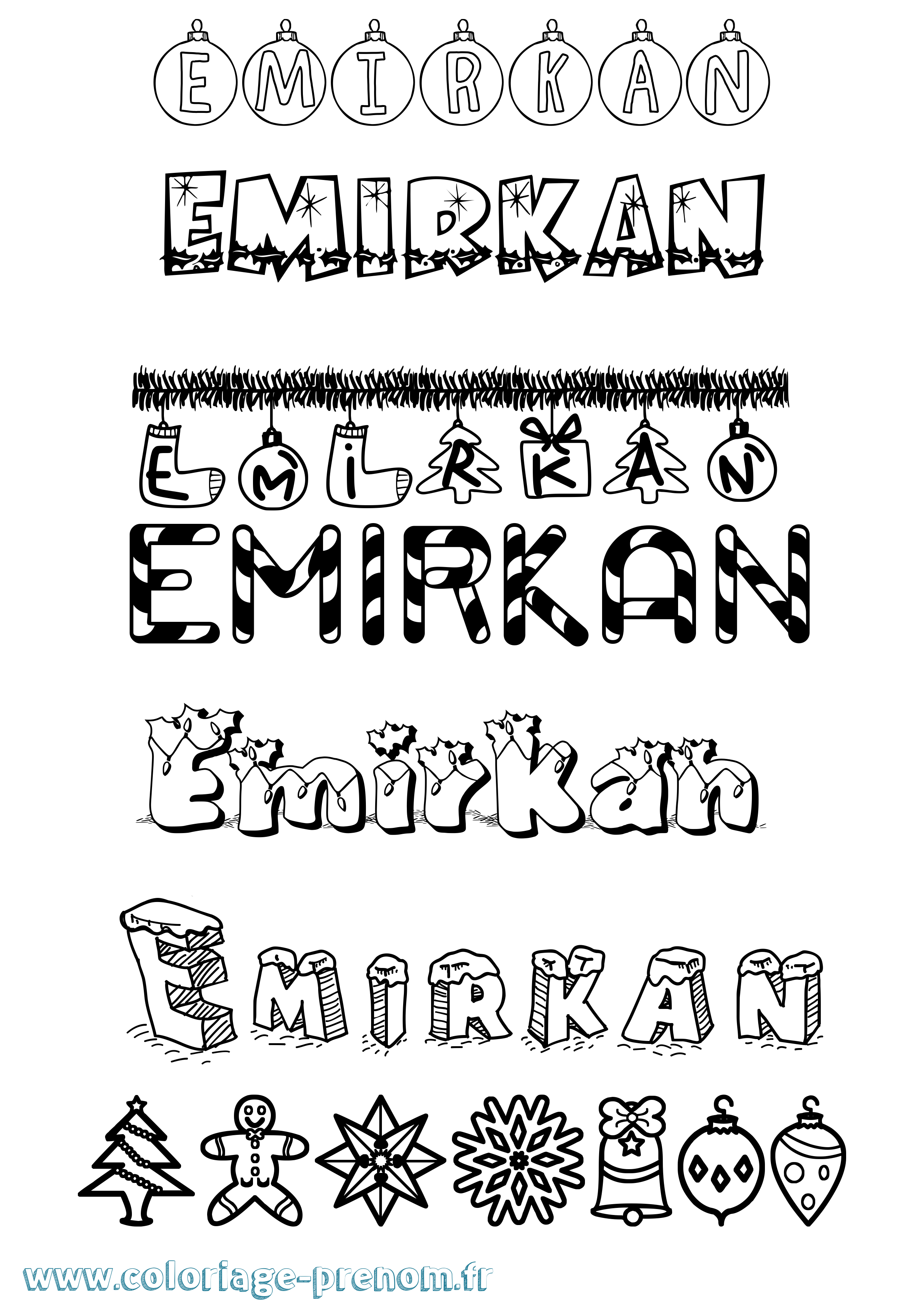 Coloriage Emirkan Noël Coloriage prénom Emirkan Noël