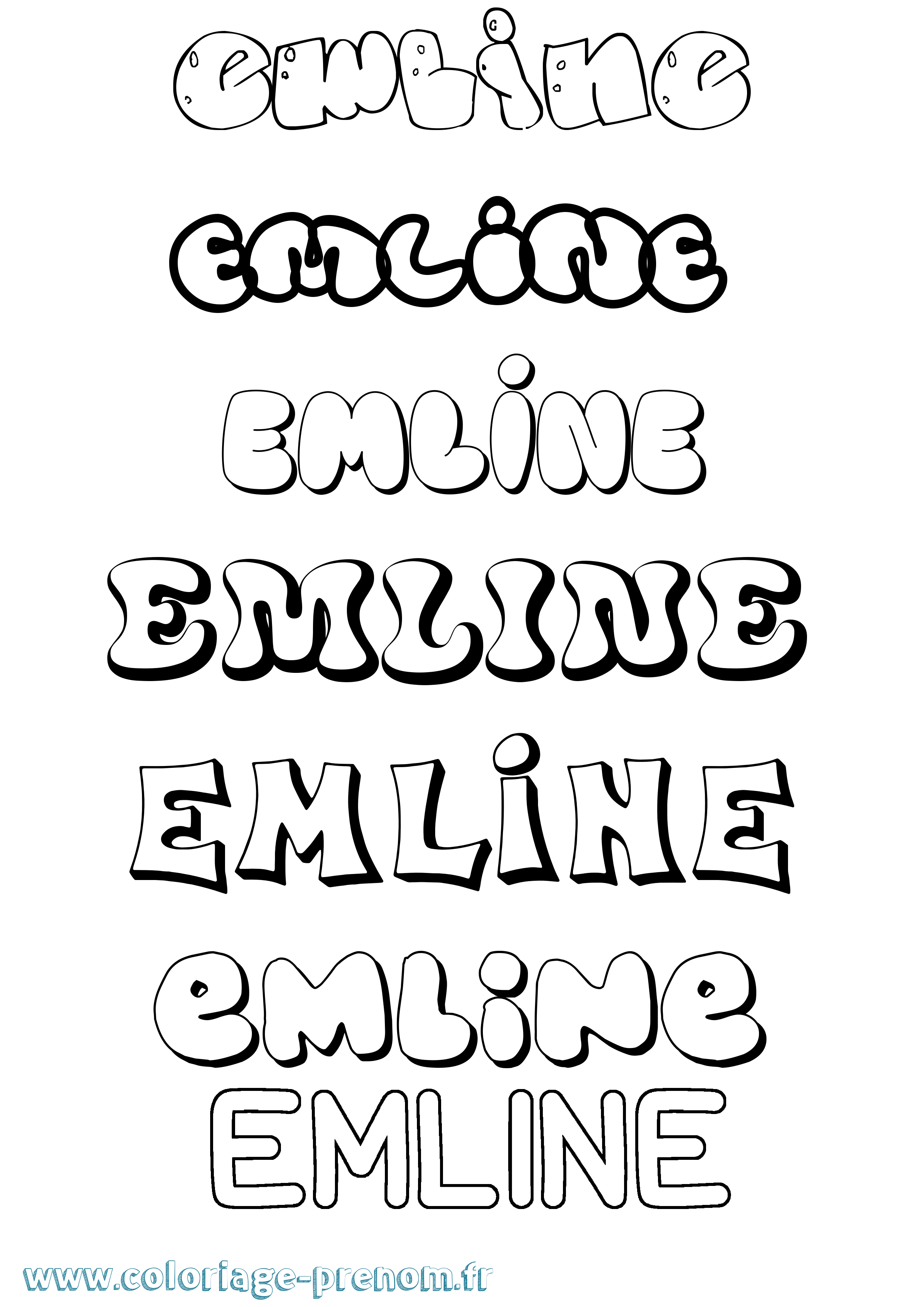 Coloriage Emline Bubble Coloriage prénom Emline Bubble
