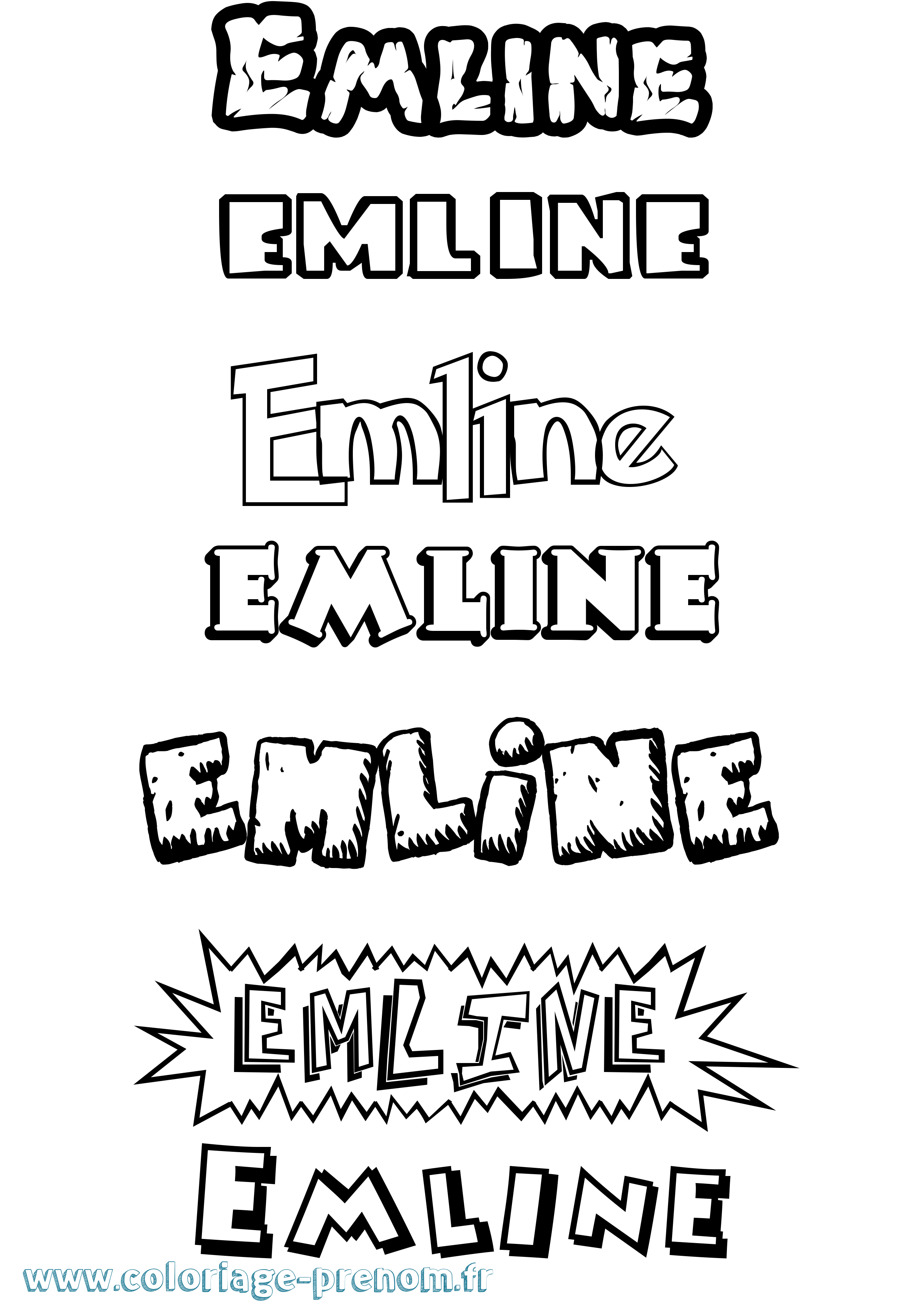 Coloriage Emline Dessin Animé Coloriage prénom Emline Dessin Animé